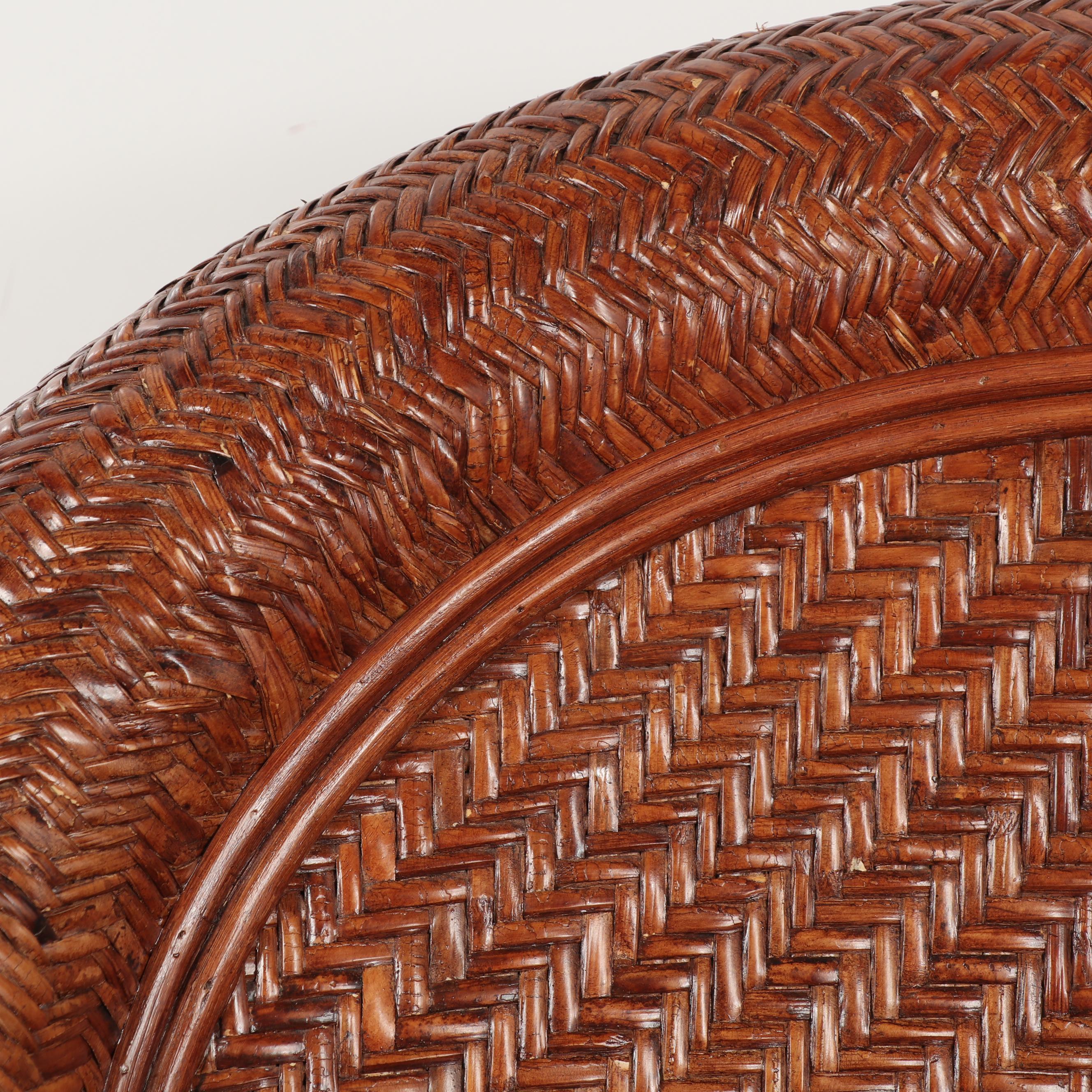 Pottery Barn Woven Wicker Armchair and Ottoman