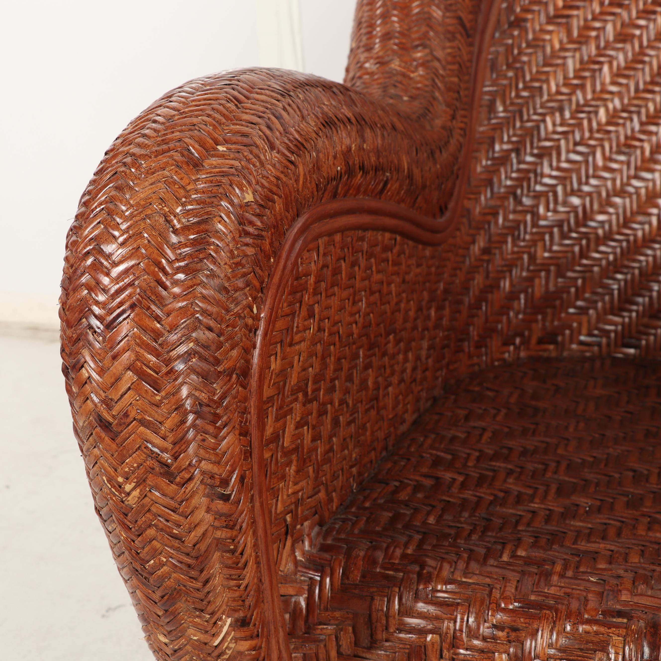 Pottery Barn Woven Wicker Armchair and Ottoman
