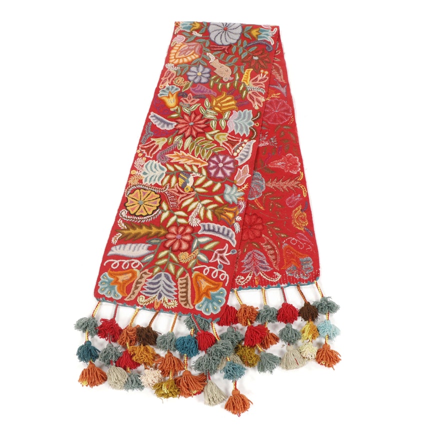 Hand Embroidered Indian Gujarati Woven Table Runner