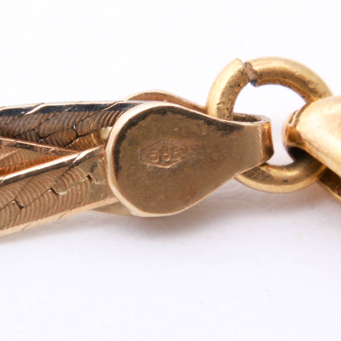 14K Tri-Color Gold Braided Herringbone Necklace