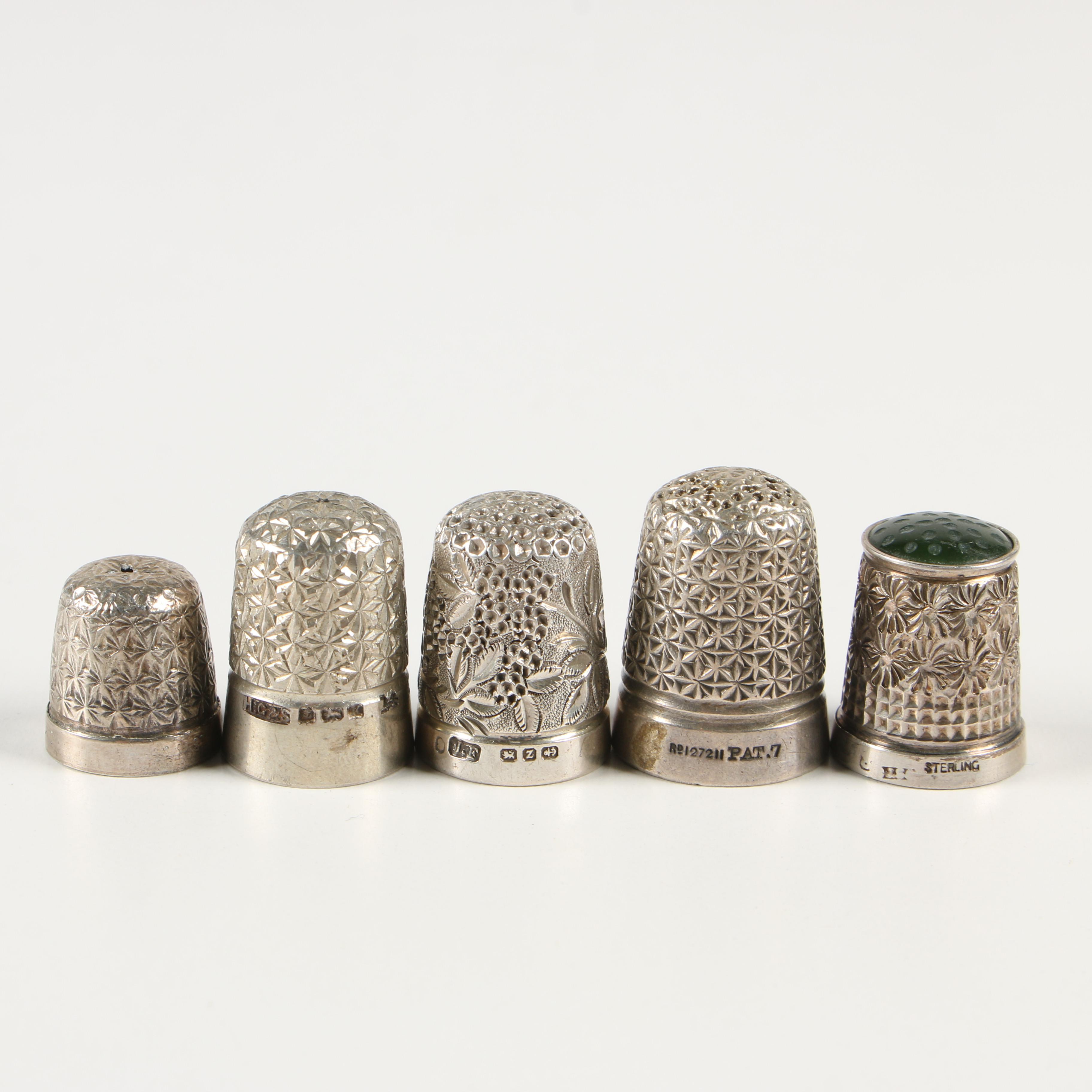 Sterling Silver Thimble Assortment, Early to Mid 20th Century