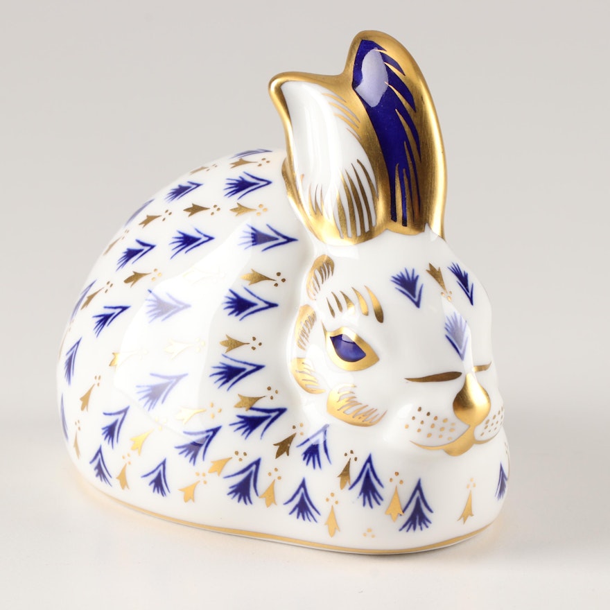 Royal Crown Derby "Imari" Bone China Rabbit Paperweight