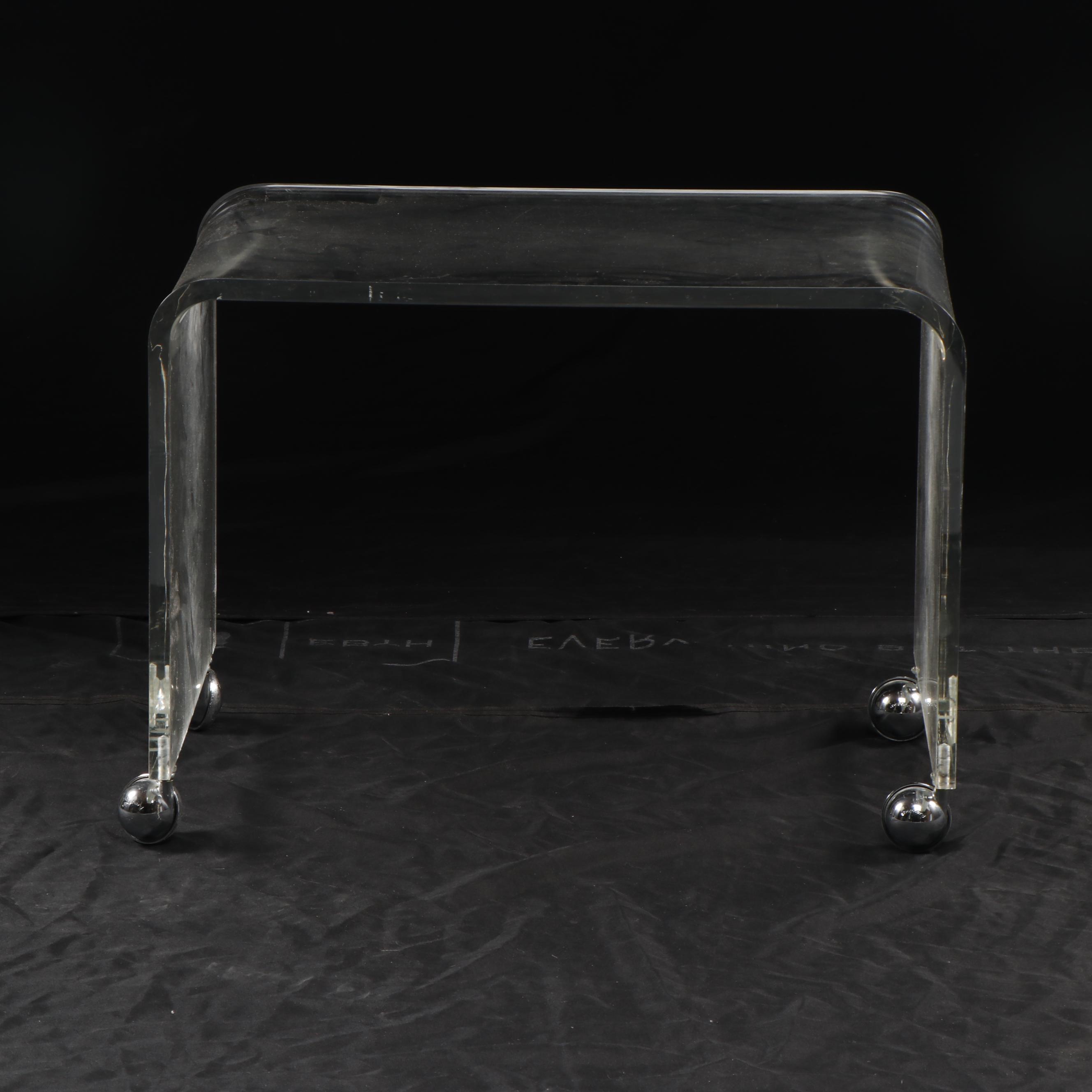 Modern Style Clear Acrylic Accent Table On Casters