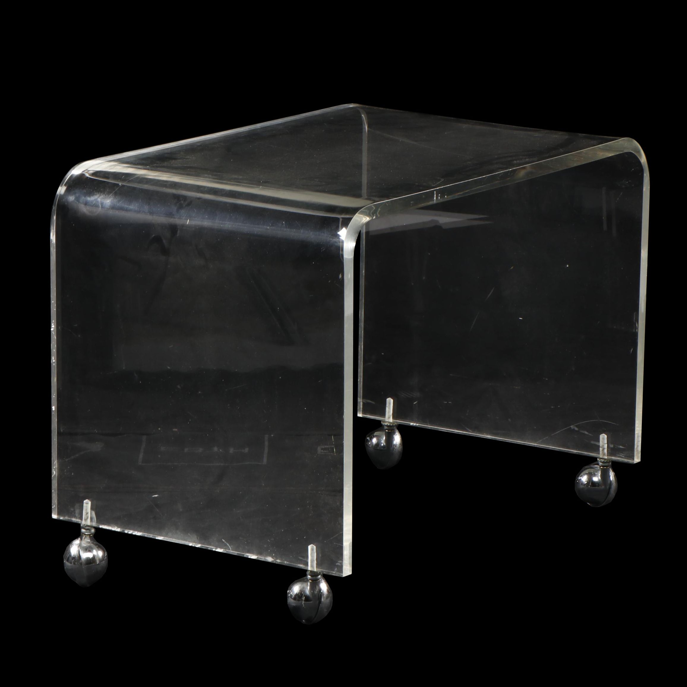 Modern Style Clear Acrylic Accent Table On Casters