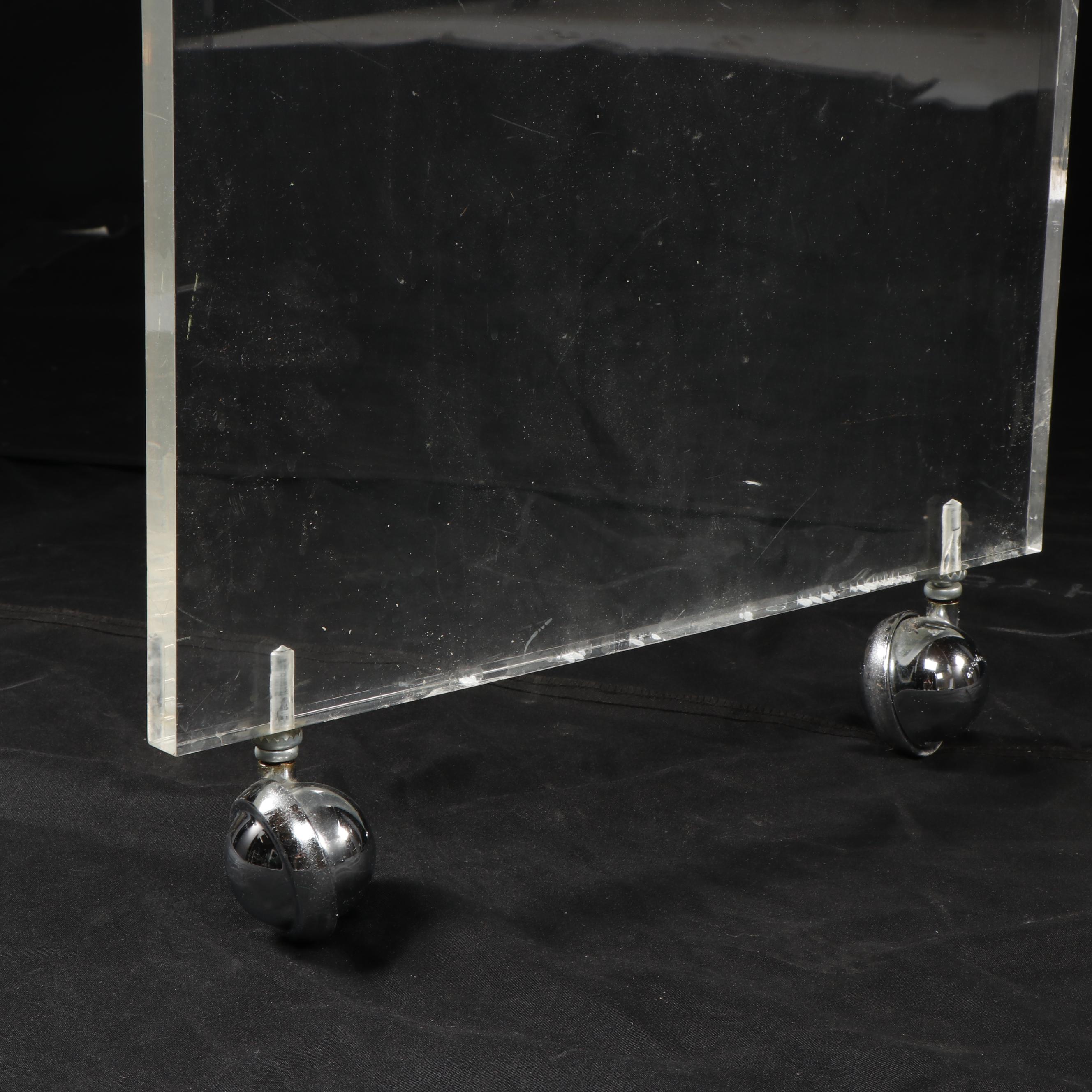 Modern Style Clear Acrylic Accent Table On Casters