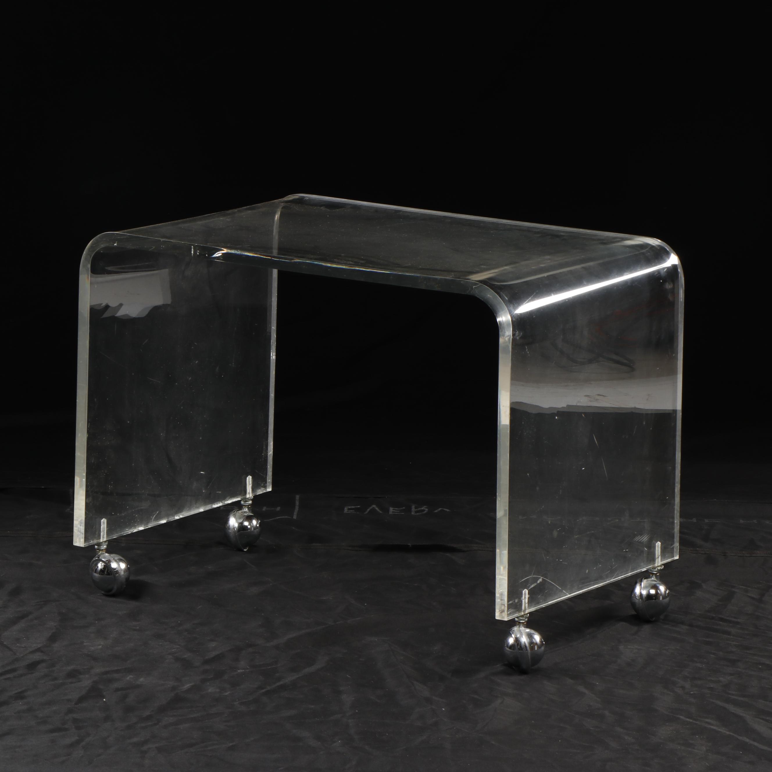 Modern Style Clear Acrylic Accent Table On Casters