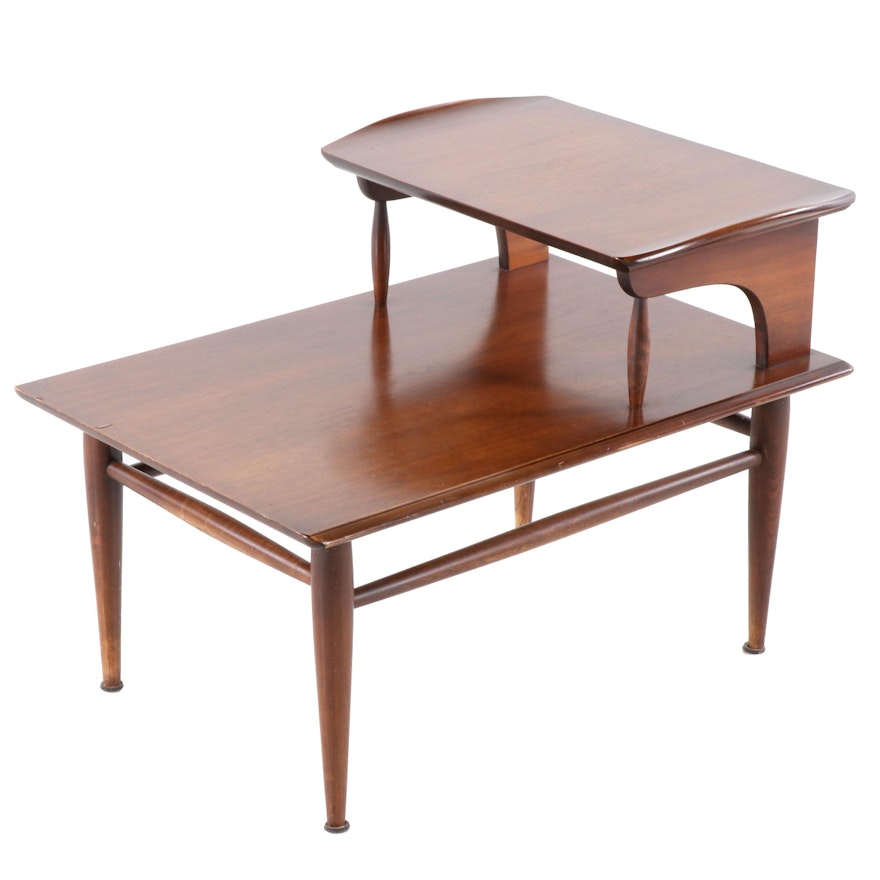 Bassett Mid-Century Modern Two Tiered Walnut Side Table
