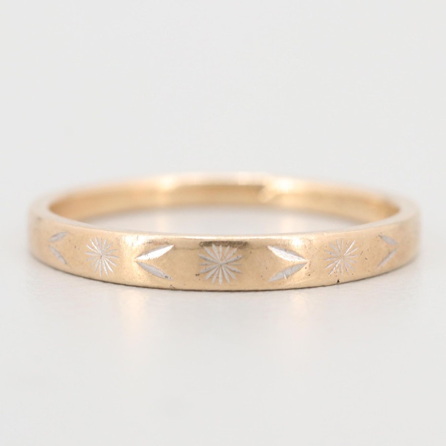 10K Etched Yellow Gold Band