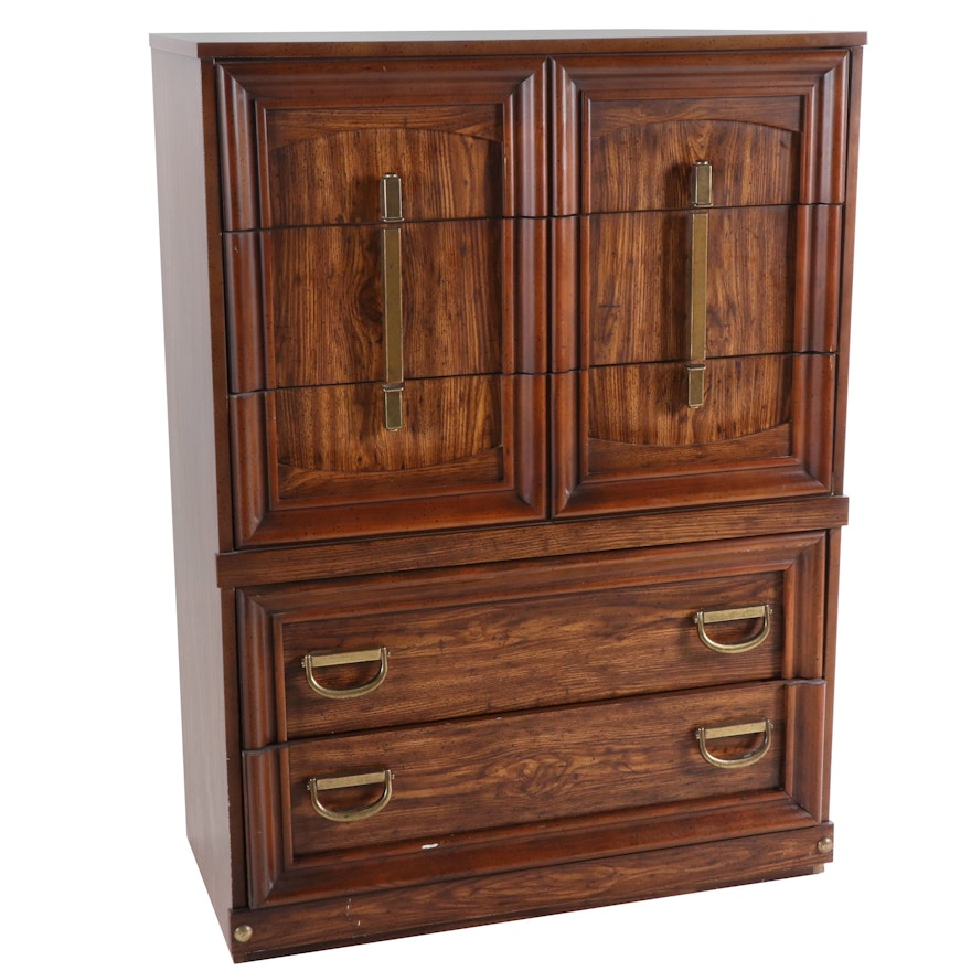 Bassett Furniture, Chestnut-Finished Chest of Drawers, Second Half 20th Century