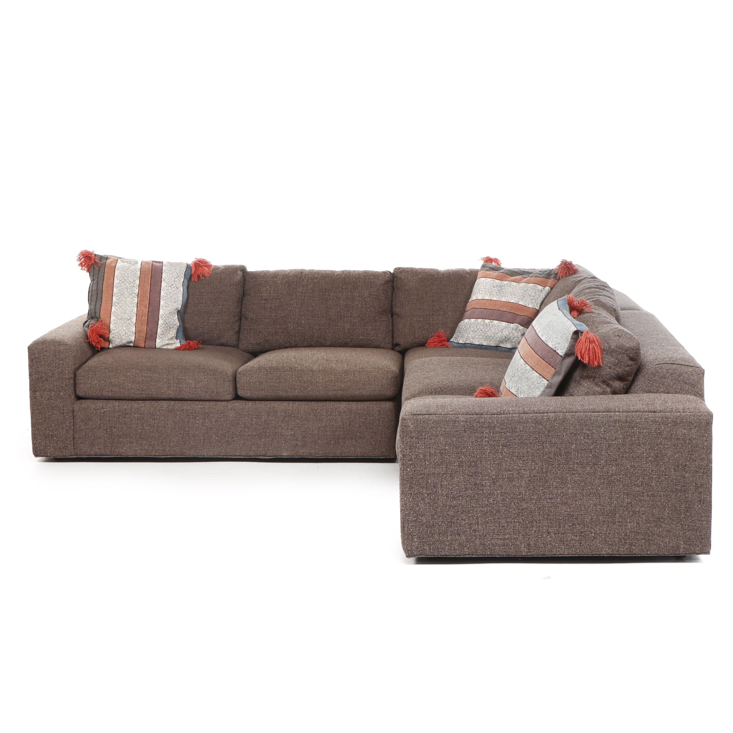 Room & Board Contemporary Modern Charcoal Gray Upholstered Sectional Sofa