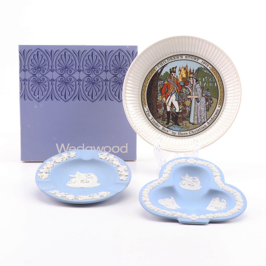 Wedgwood Jasperware Ashtray and "Club Tray, and "The Tinder Box" Collector Plate