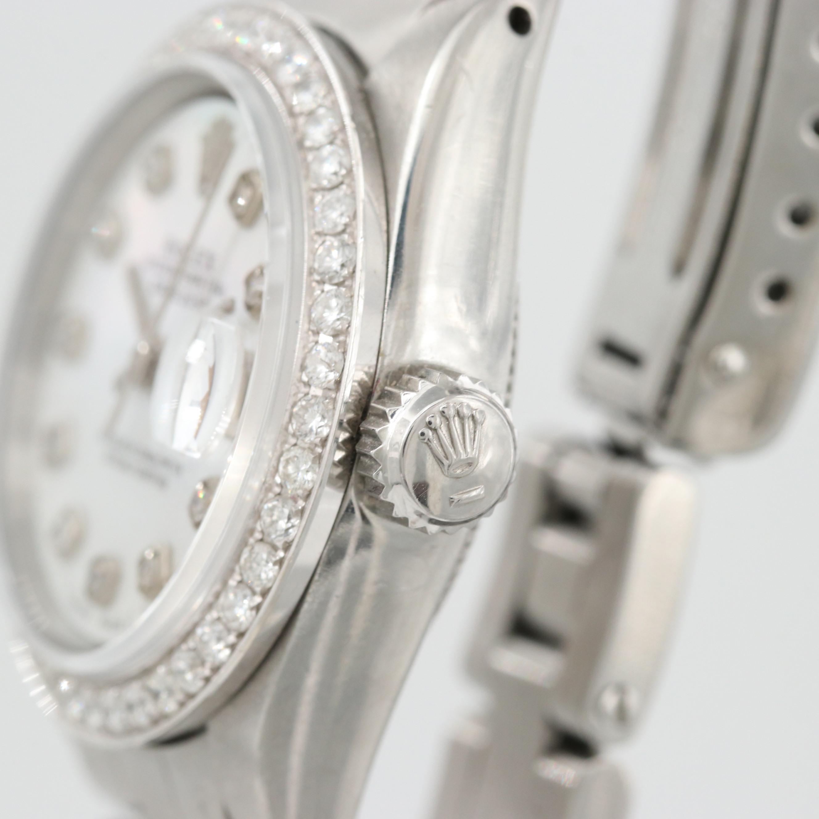 Vintage Rolex Datejust Stainless Steel, Diamond Dial and Bezel Watch, 1975