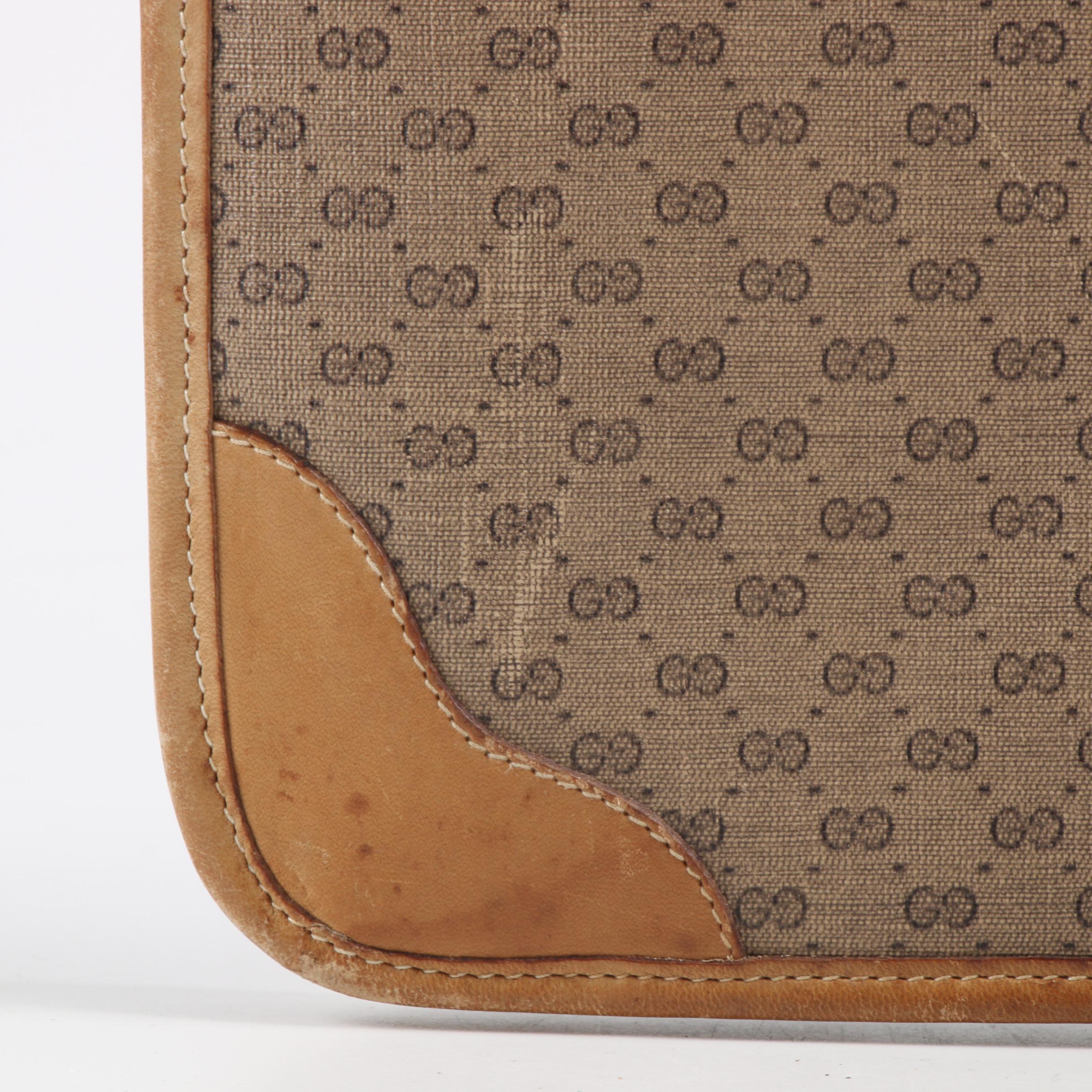 Gucci GG Supreme Micro Monogram Canvas Web Stripe Briefcase, 1970s Vintage