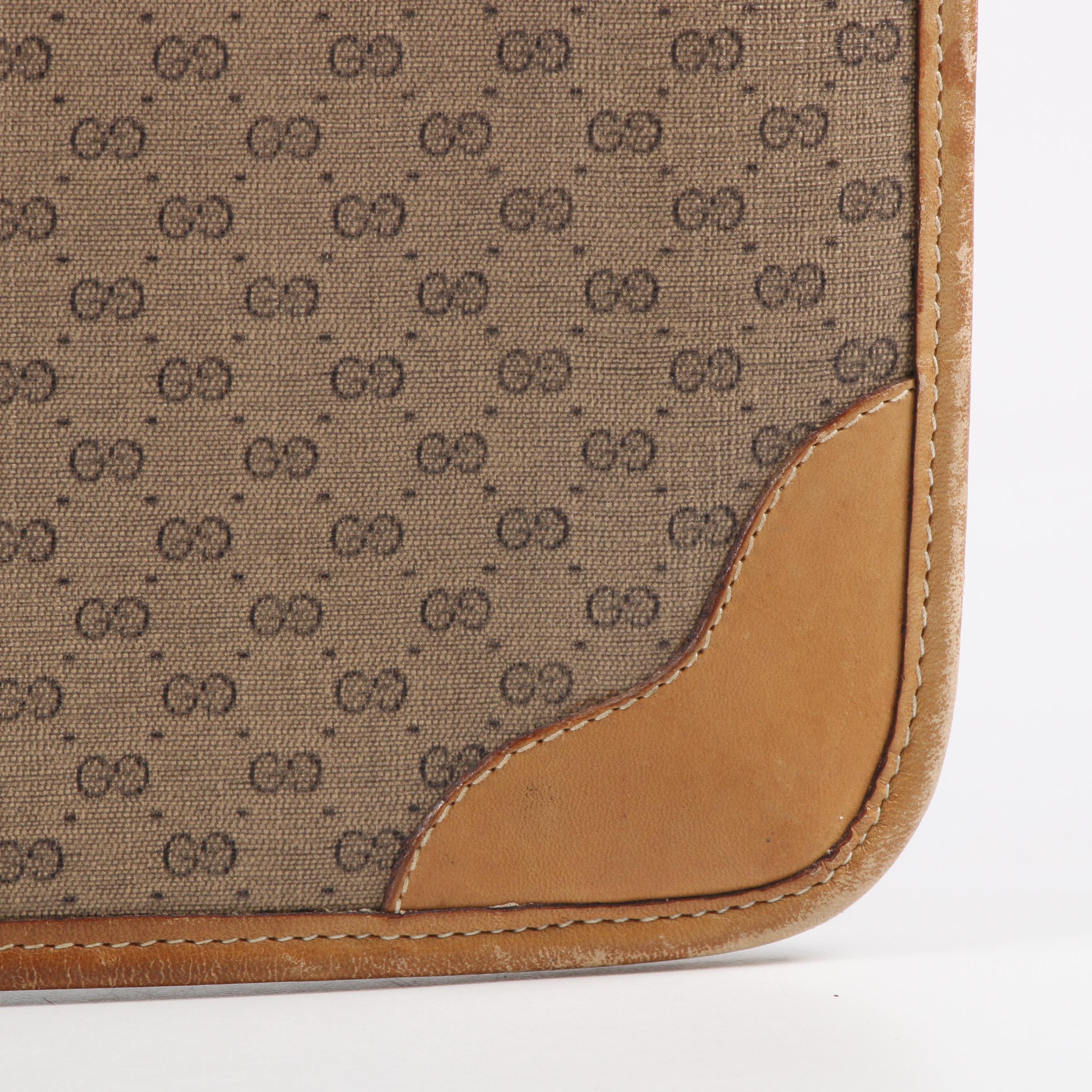 Gucci GG Supreme Micro Monogram Canvas Web Stripe Briefcase, 1970s Vintage
