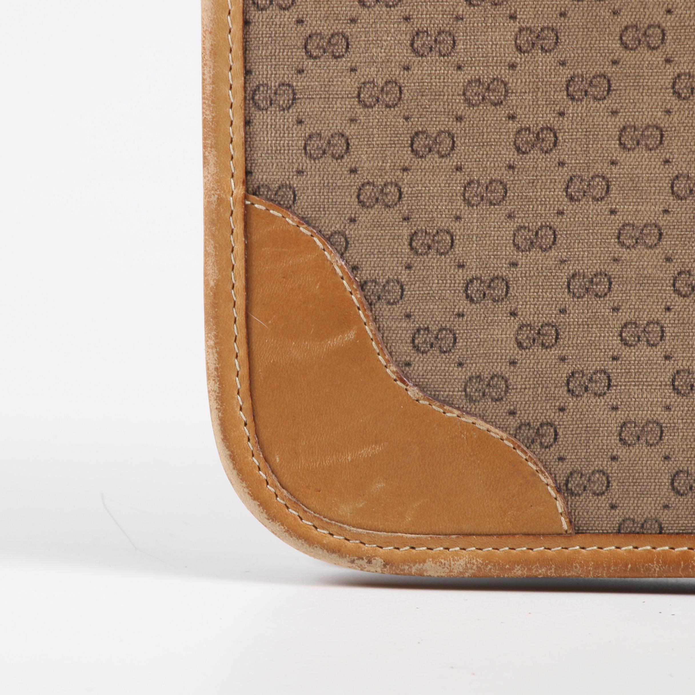 Gucci GG Supreme Micro Monogram Canvas Web Stripe Briefcase, 1970s Vintage