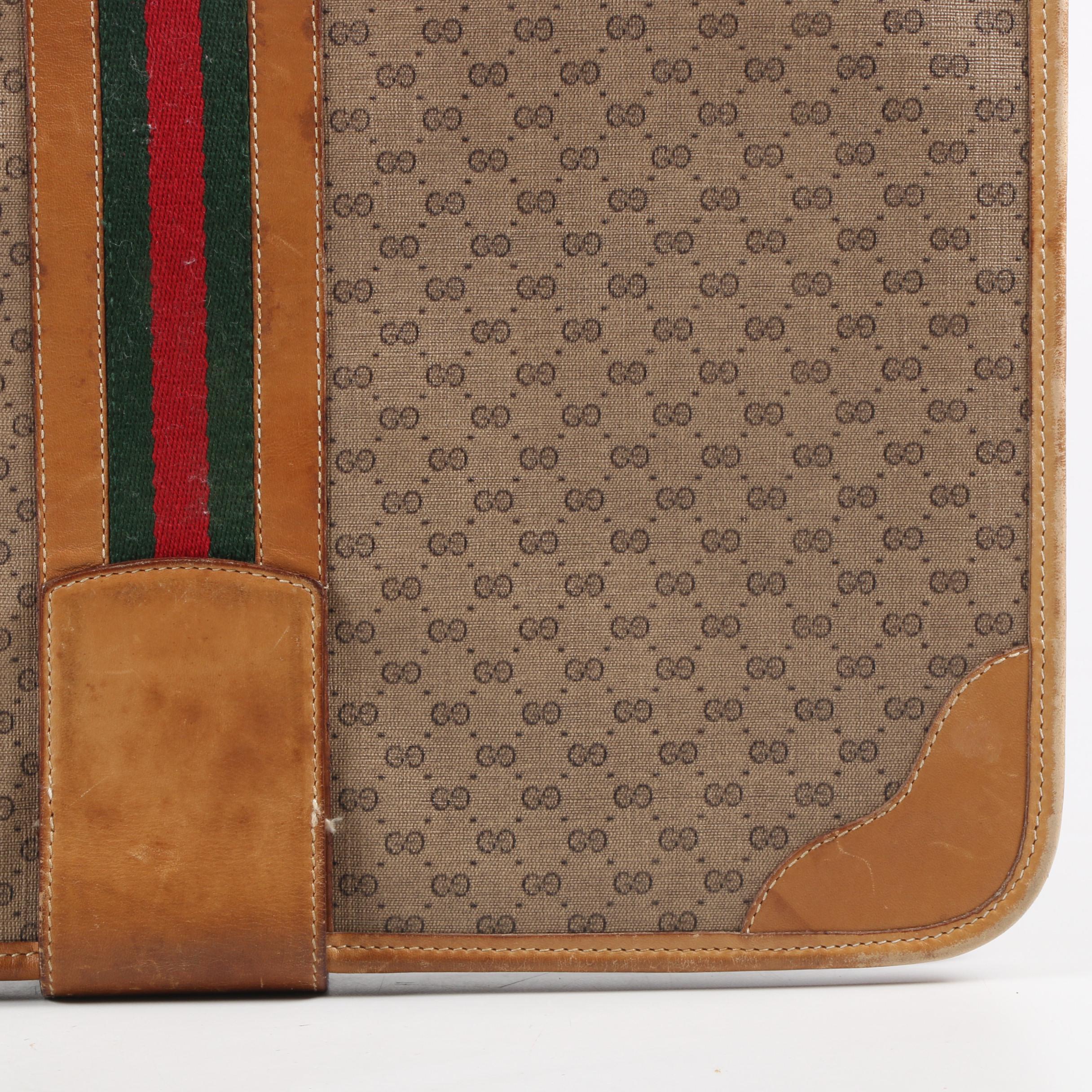 Gucci GG Supreme Micro Monogram Canvas Web Stripe Briefcase, 1970s Vintage