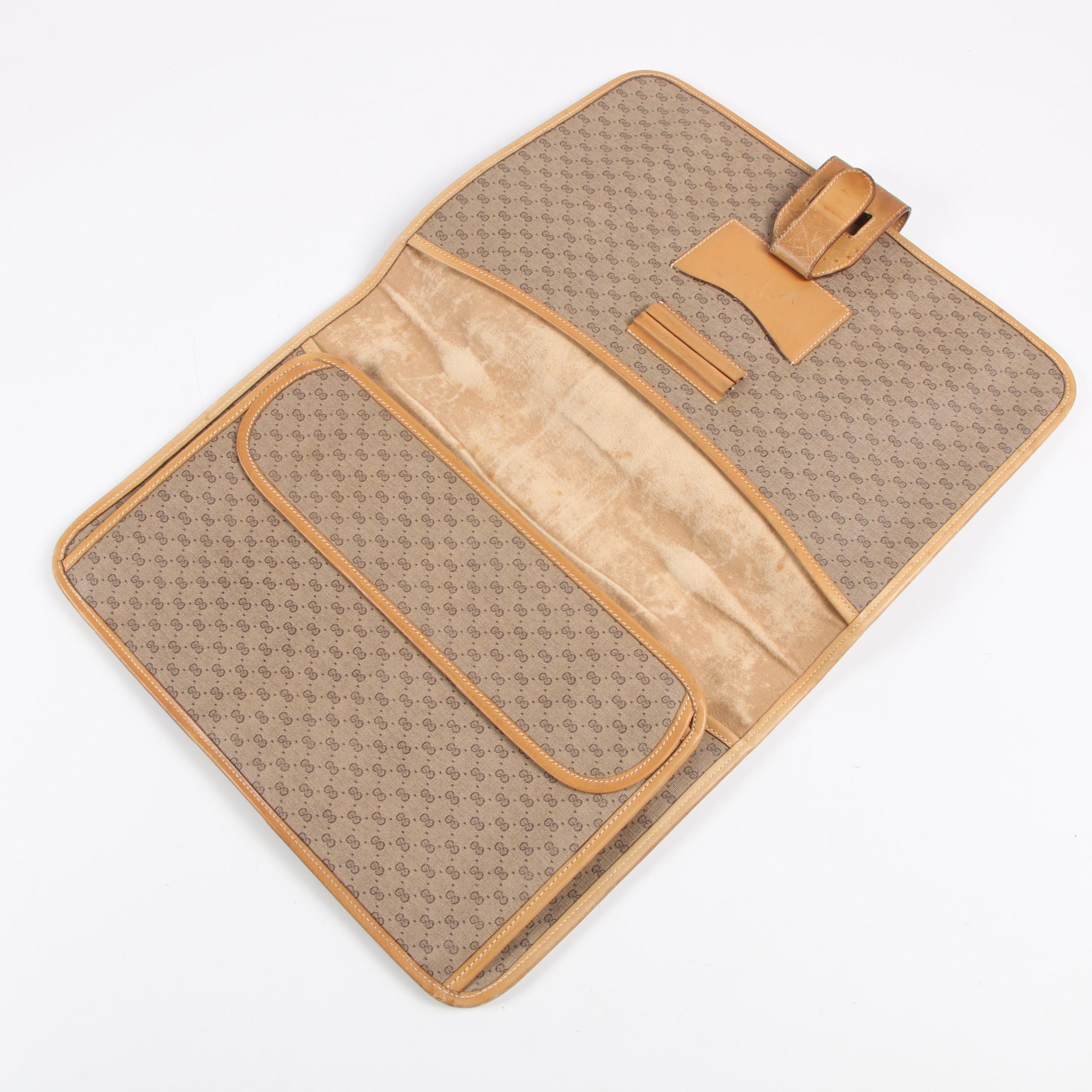 Gucci GG Supreme Micro Monogram Canvas Web Stripe Briefcase, 1970s Vintage