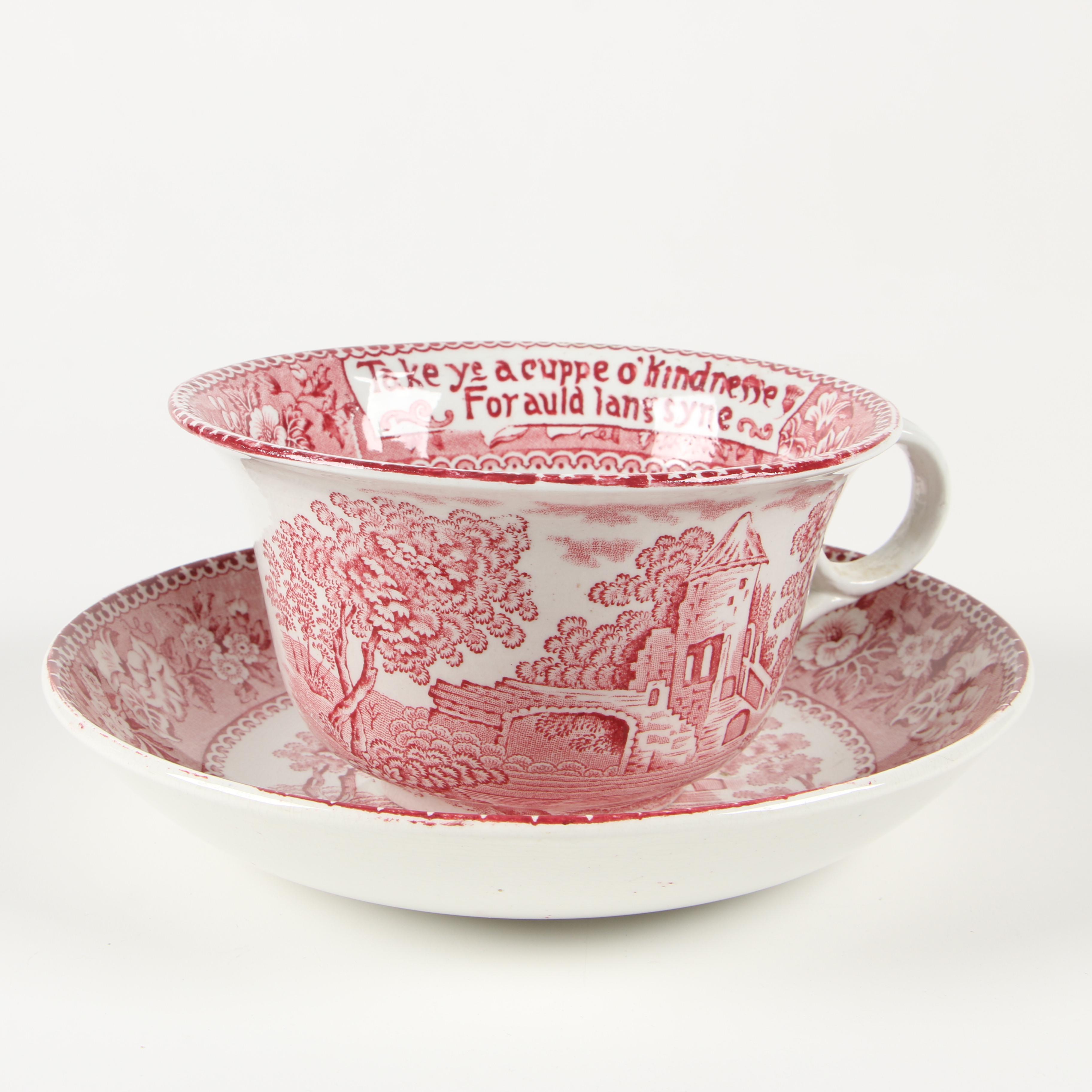 Royal Staffordshire Pottery "Tonquin" Transferware Oversized Cup and Saucer