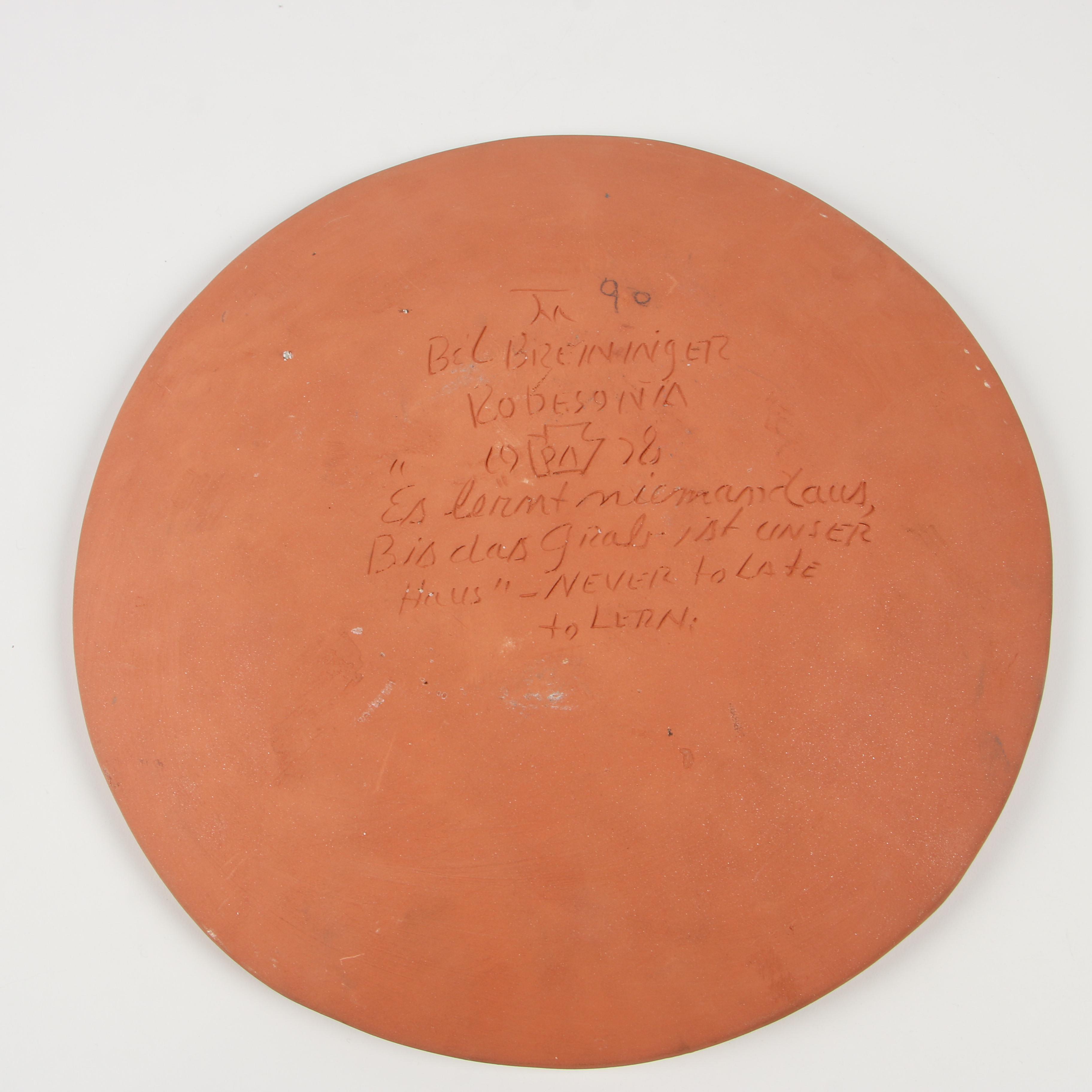 Breininger Pottery Pennsylvania Dutch Folk Art Redware Charger