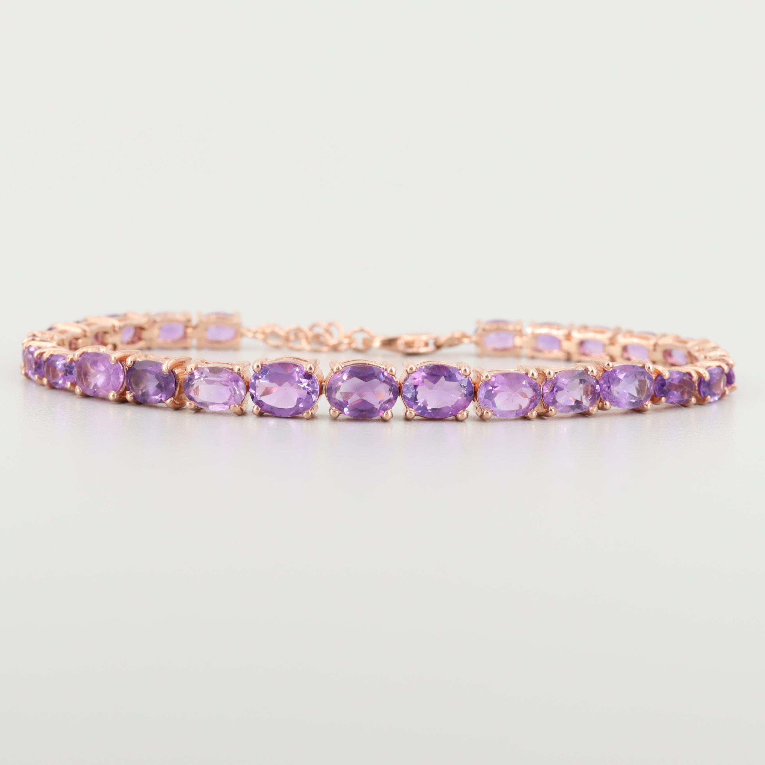 Rose Wash on Sterling Silver Amethyst Bracelet