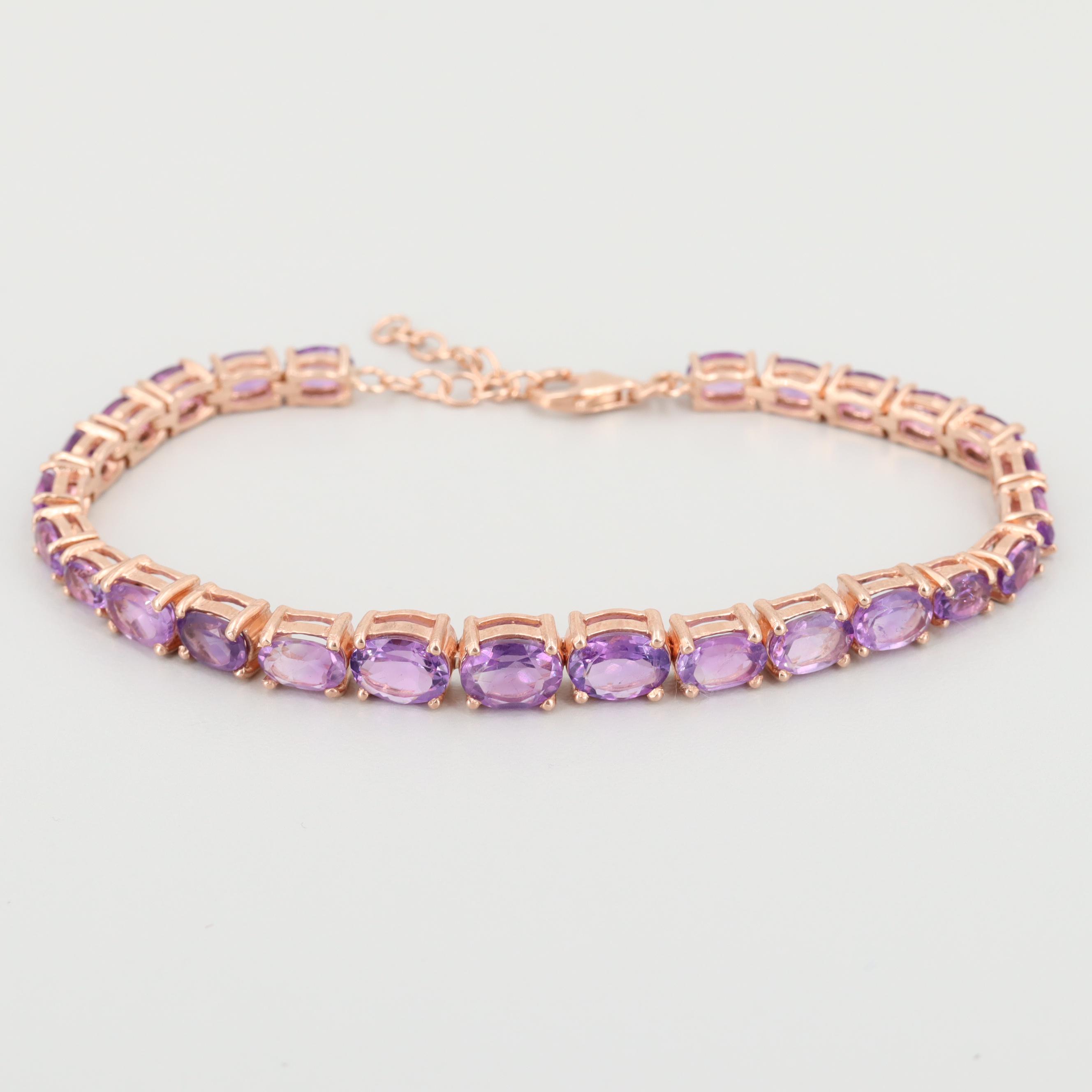 Rose Wash on Sterling Silver Amethyst Bracelet