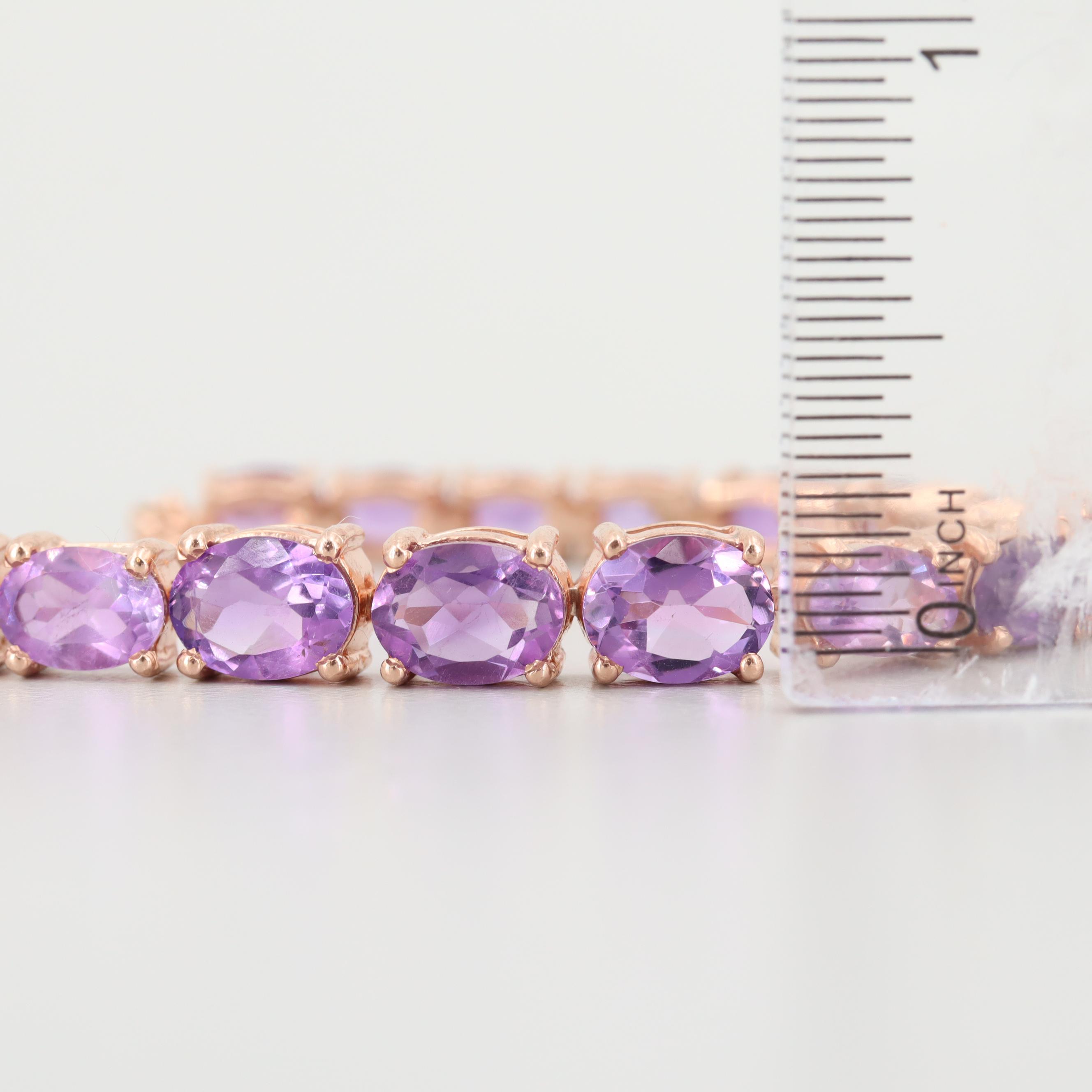 Rose Wash on Sterling Silver Amethyst Bracelet