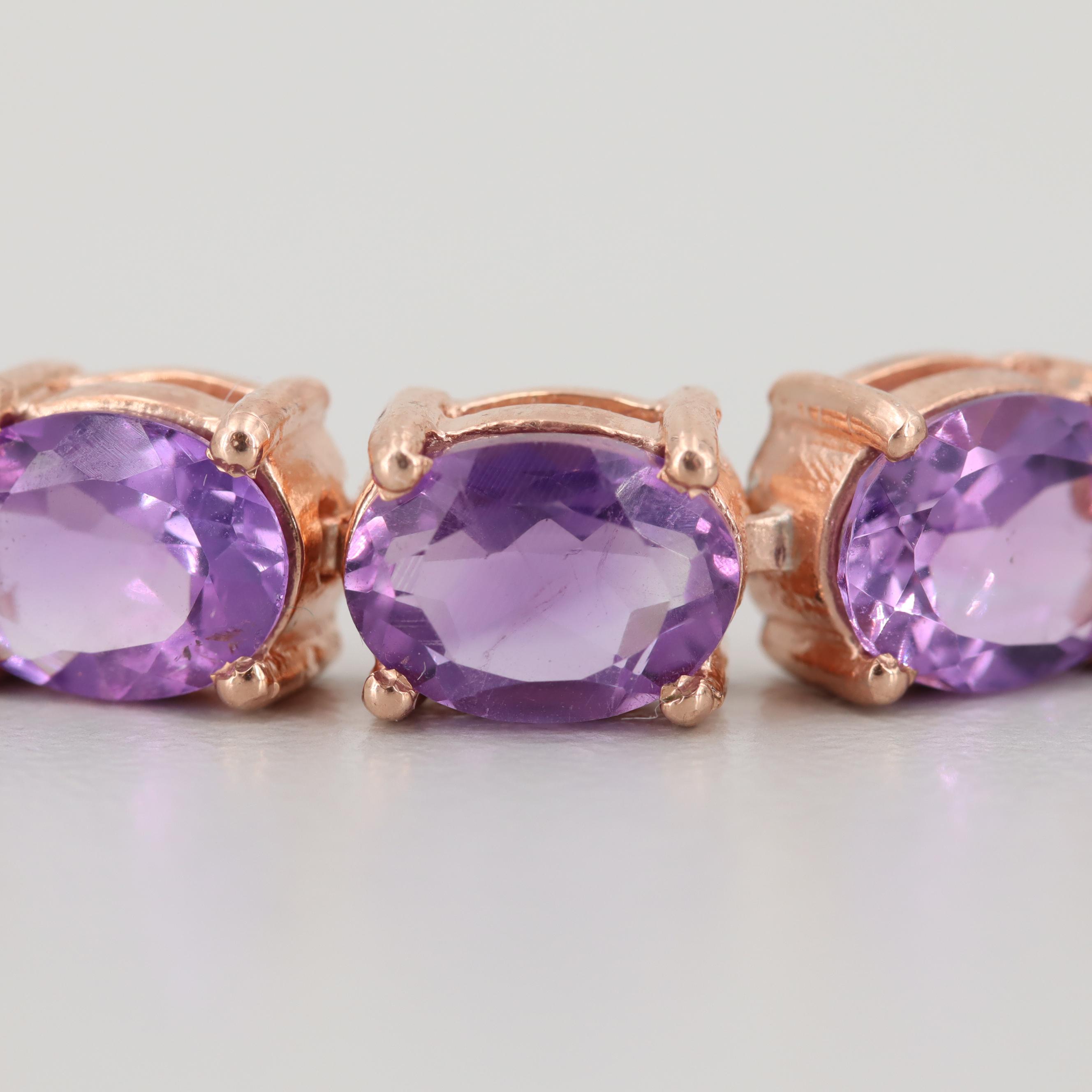 Rose Wash on Sterling Silver Amethyst Bracelet