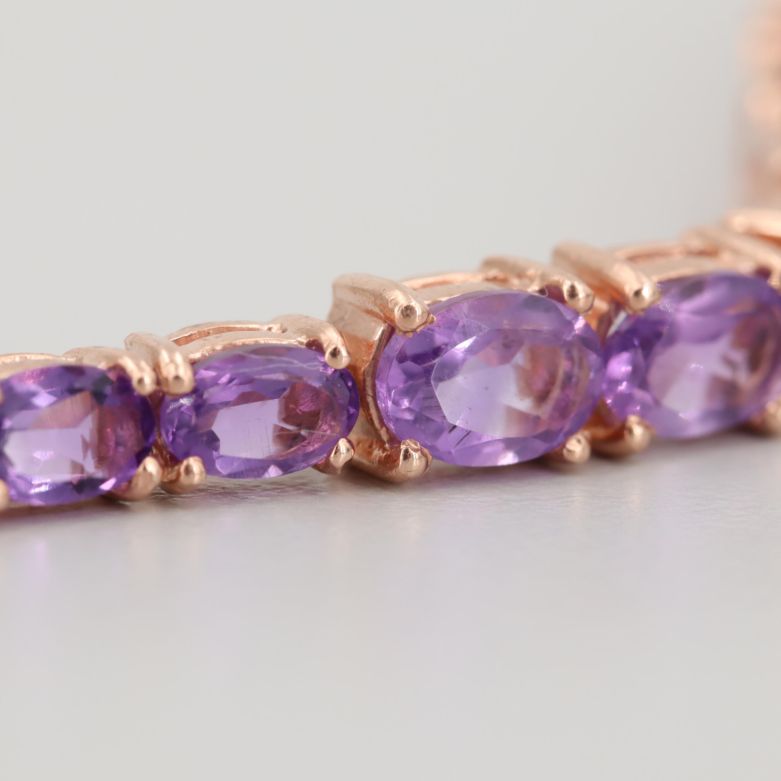 Rose Wash on Sterling Silver Amethyst Bracelet