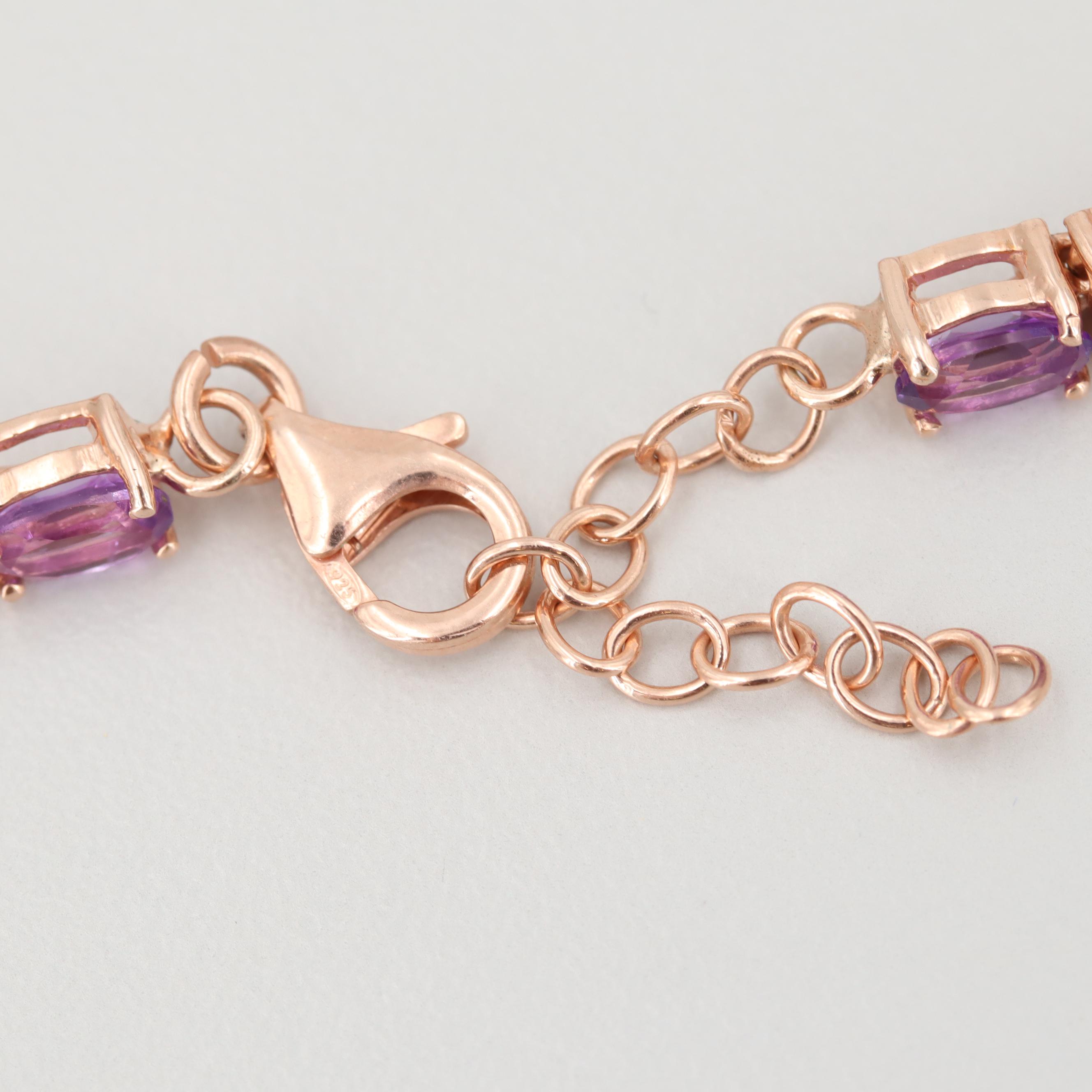 Rose Wash on Sterling Silver Amethyst Bracelet