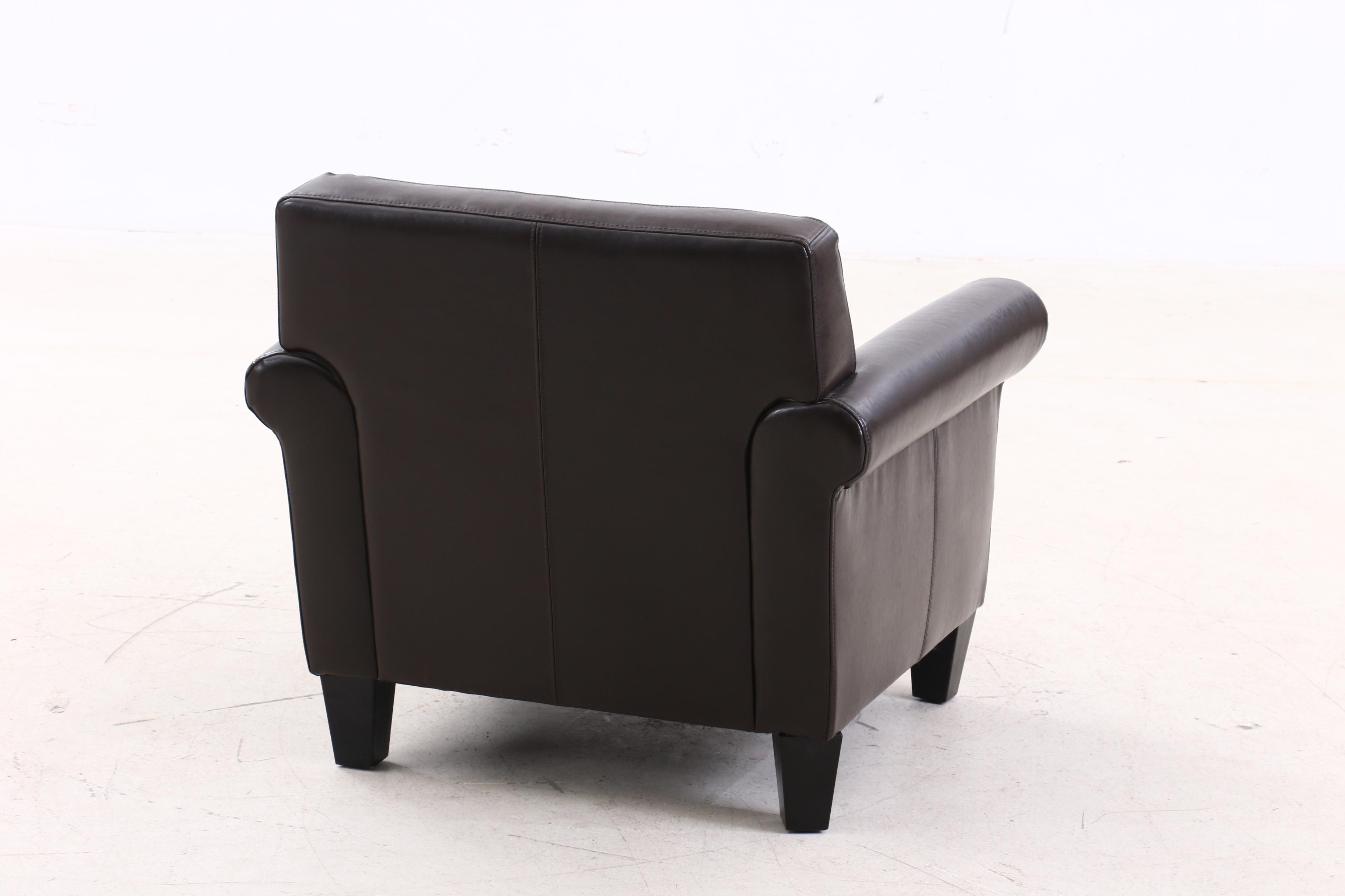 Contemporary Dark Brown Faux Leather Armchair