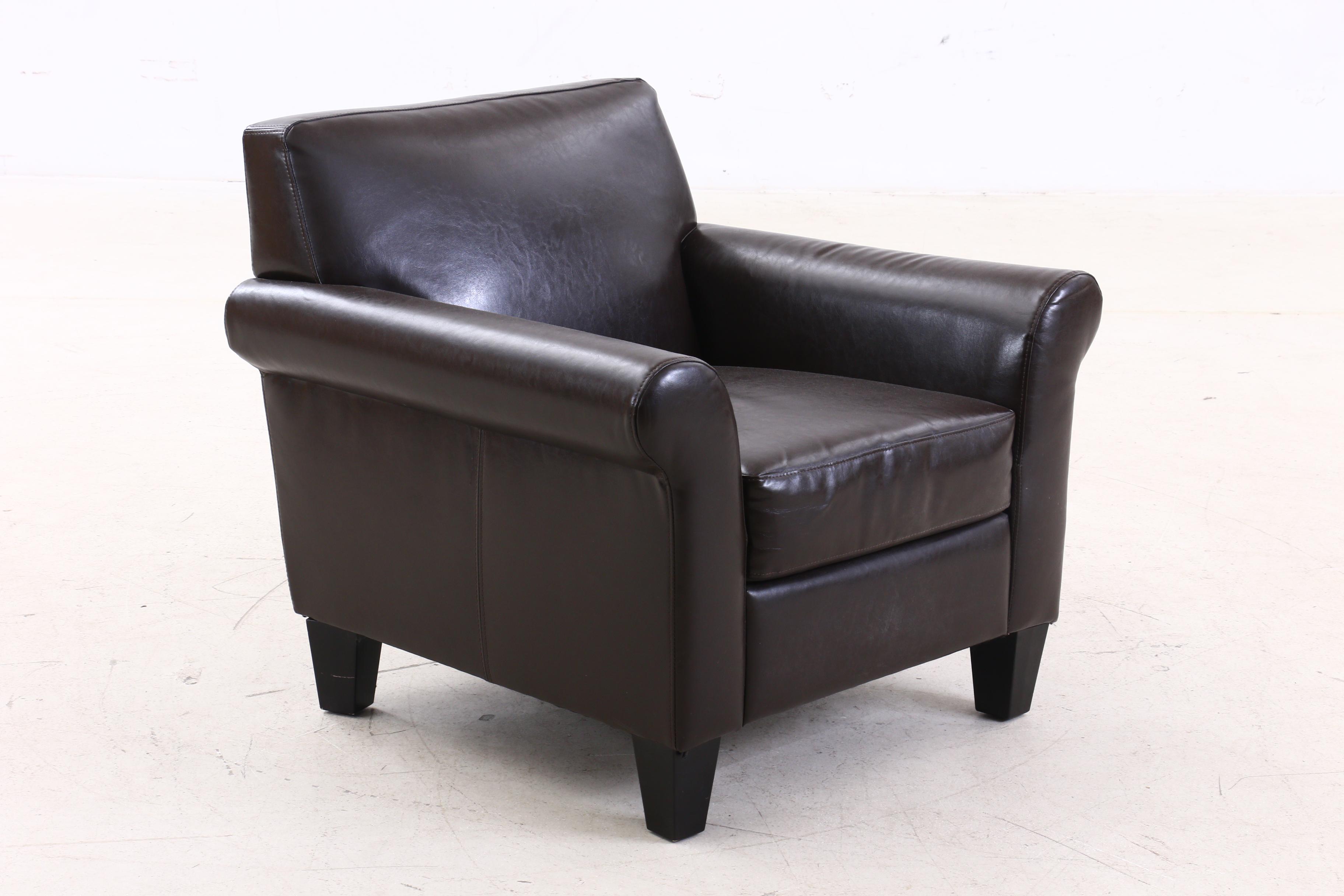 Contemporary Dark Brown Faux Leather Armchair