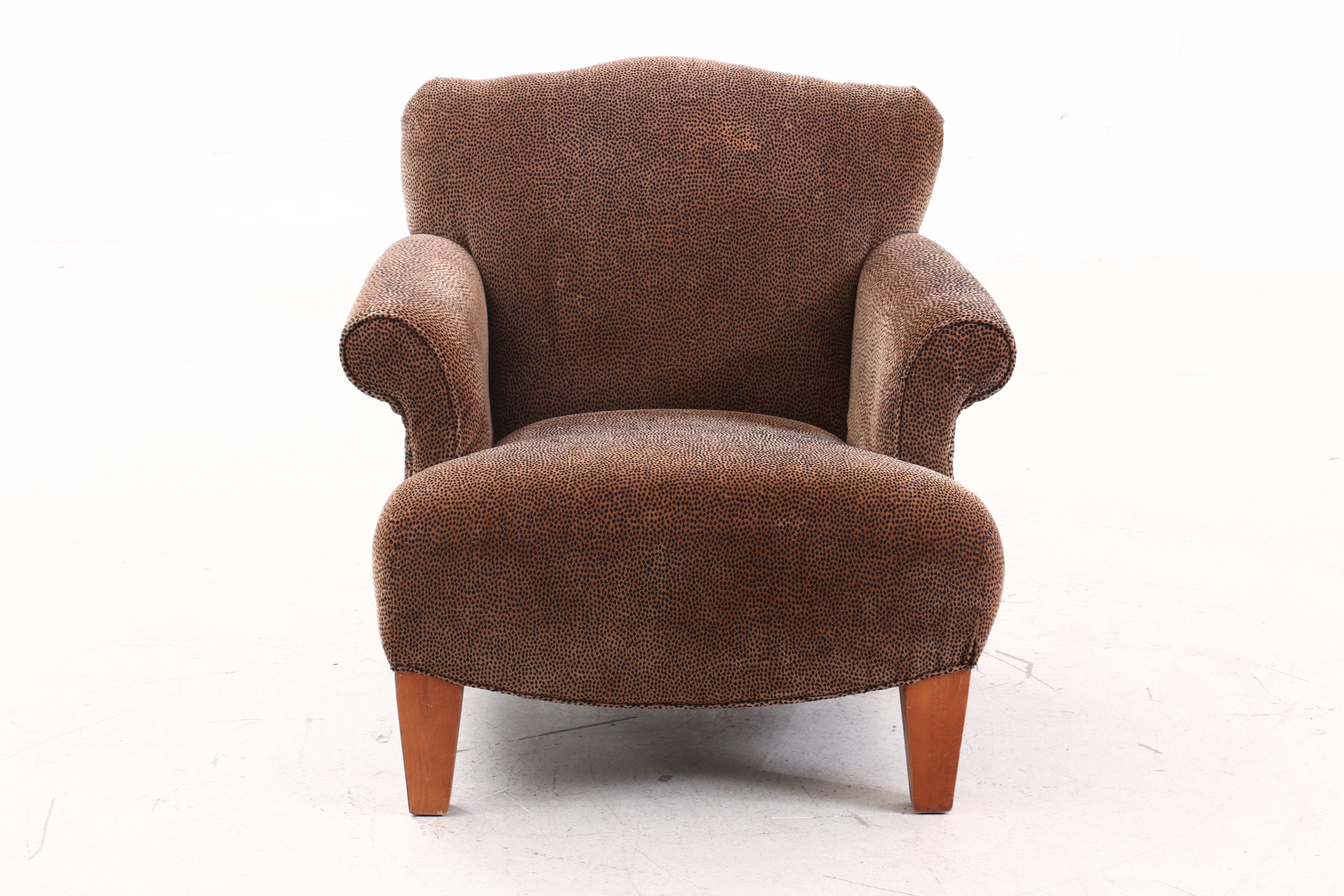 Lazy Boy Arm Chair and Ottoman Leopard Print, Contemporary