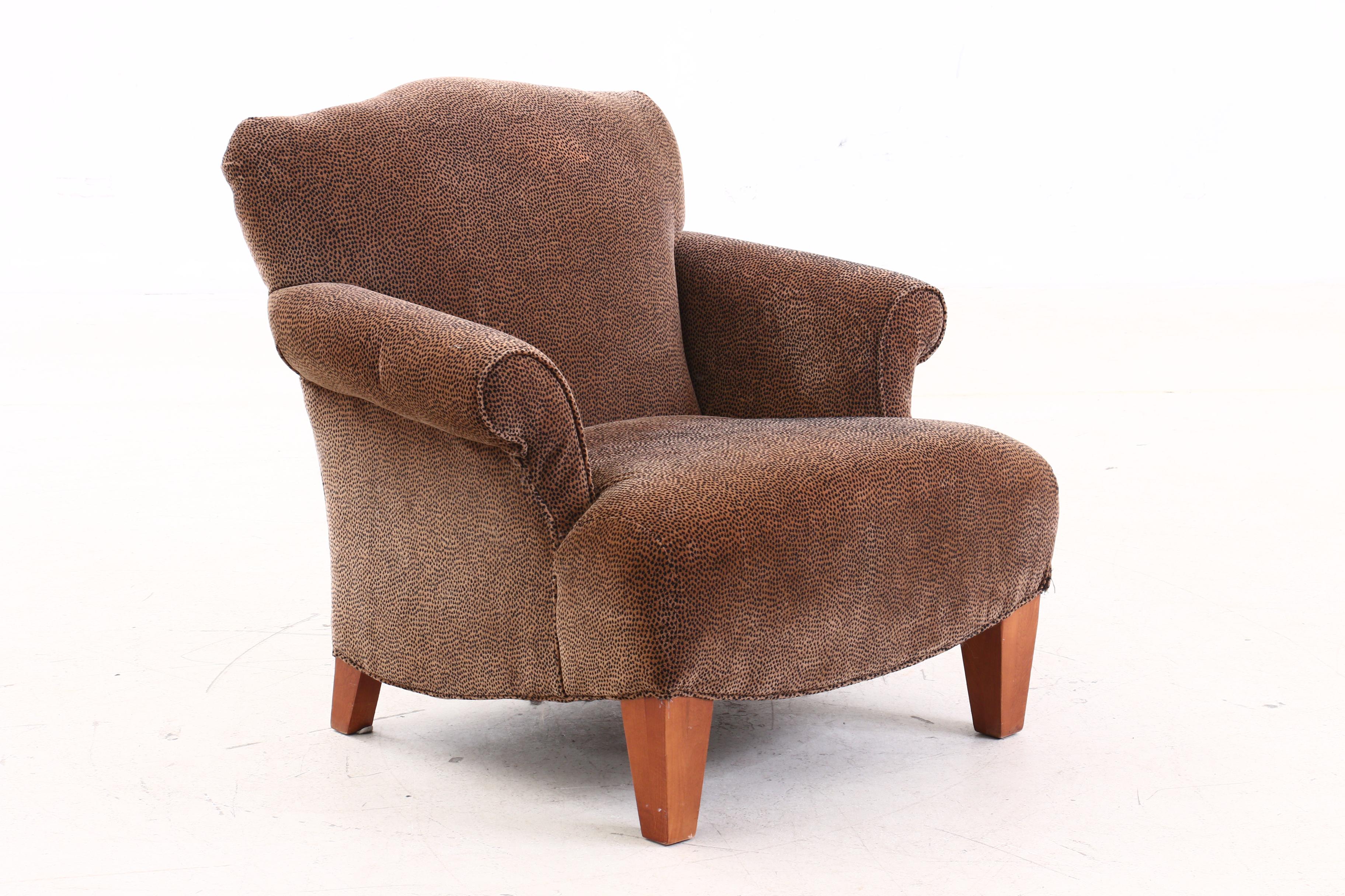 Lazy Boy Arm Chair and Ottoman Leopard Print, Contemporary