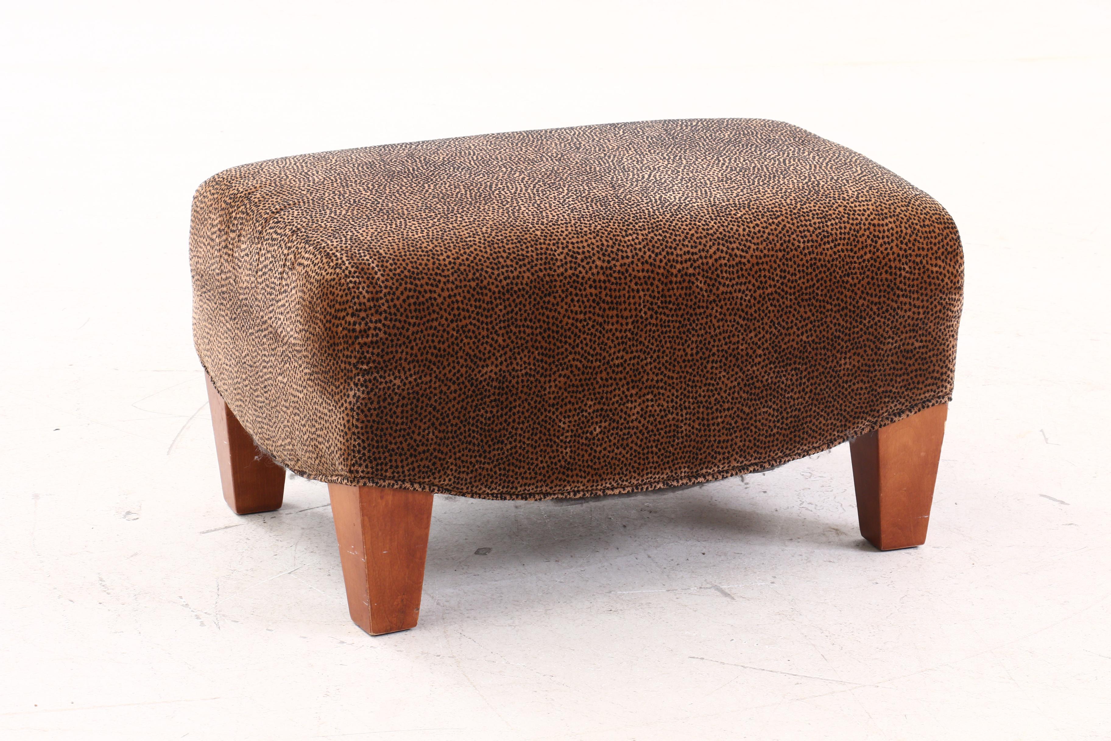 Lazy Boy Arm Chair and Ottoman Leopard Print, Contemporary