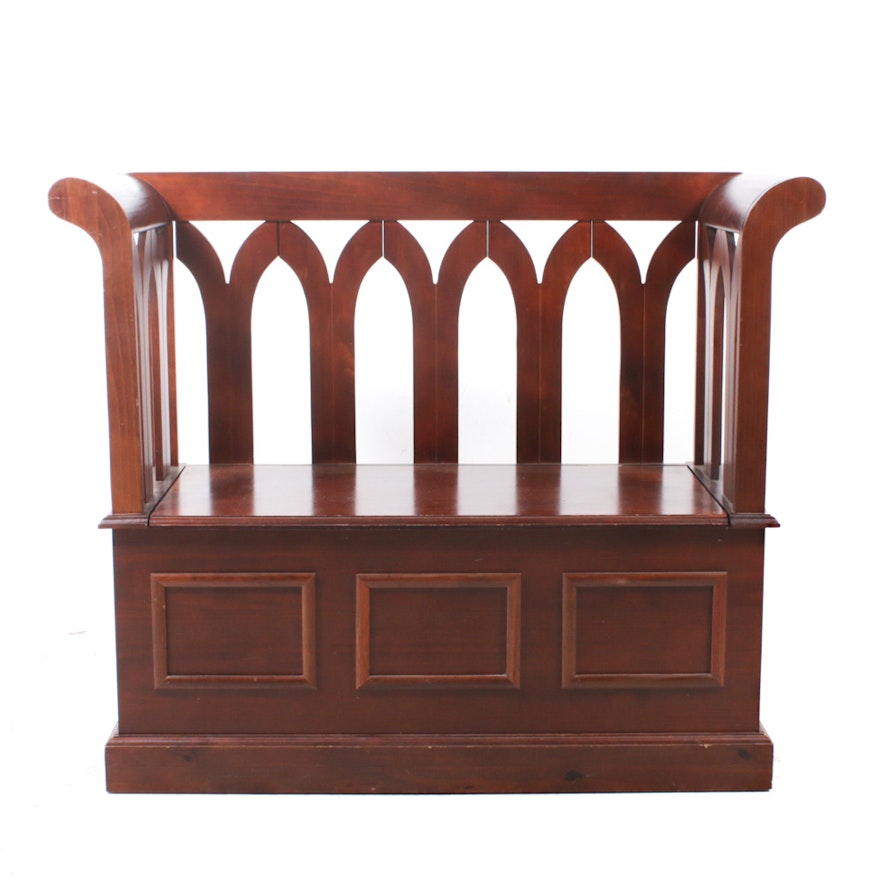 Gothic Revival Style Storage Bench, Contemporary