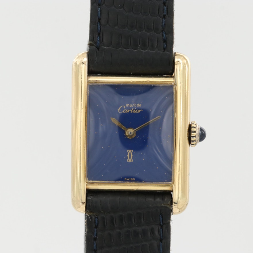 Vintage Cartier Must de Cartier Tank Vermeil Stem Wind Wristwatch