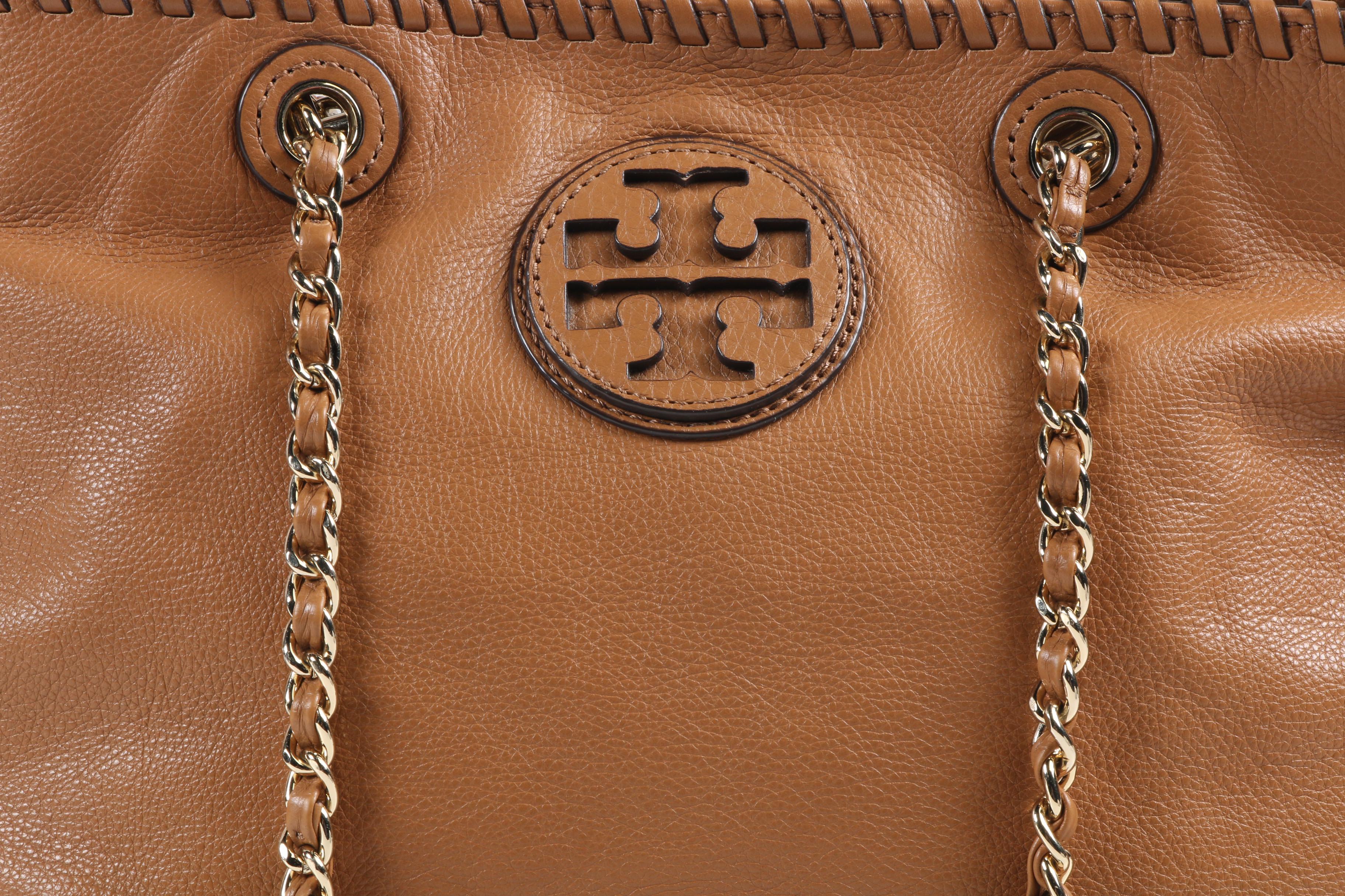 Tory Burch Grained Leather Shoulder Bag in Camel Brown