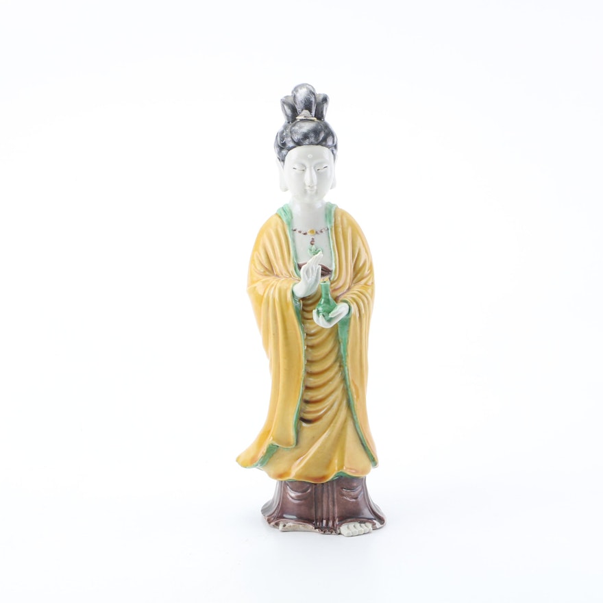Chinese Sancai Style Guanyin Figurine