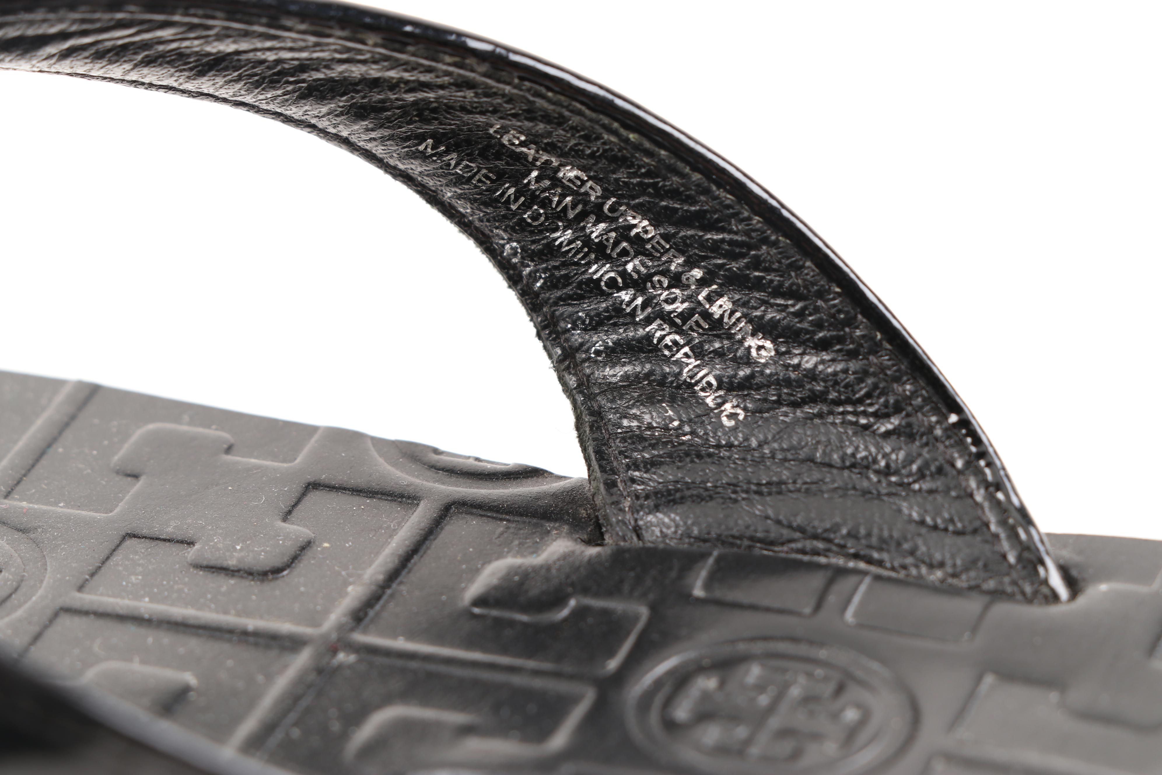 Tory Burch Black Patent Leather Thong Sandals