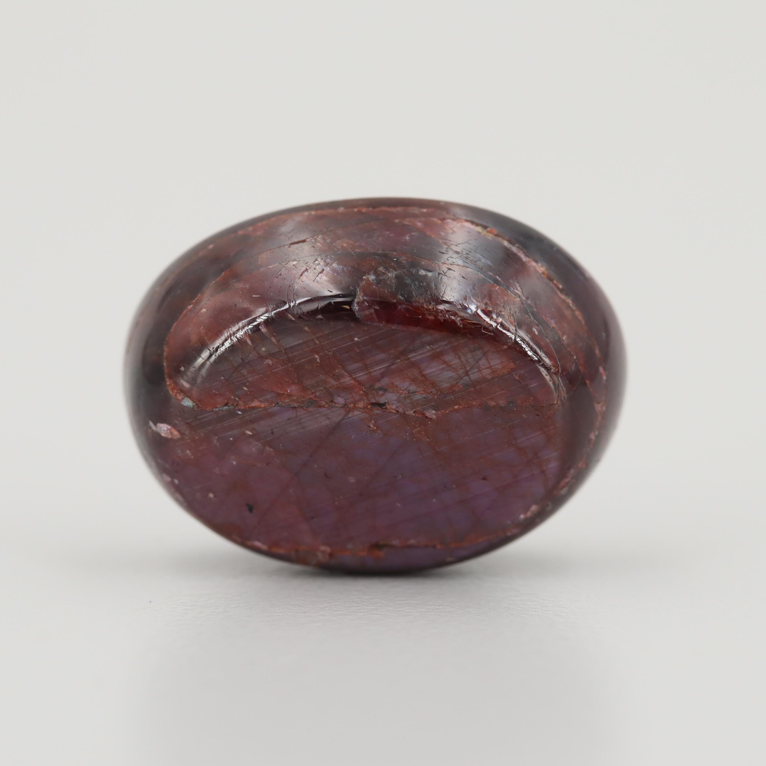 Loose 37.25 CT Oval Star Corundum Cabochon with GIA Report