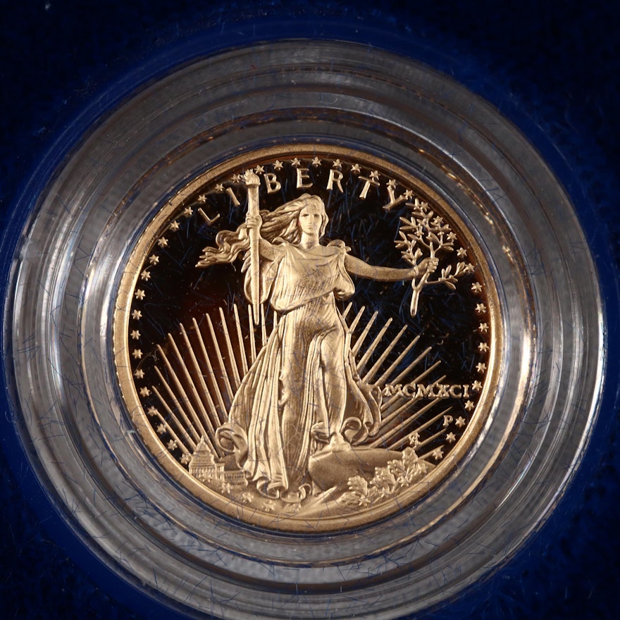 1991-P Five Dollar Proof Gold Eagle 1/10 OZ. Bullion Coin