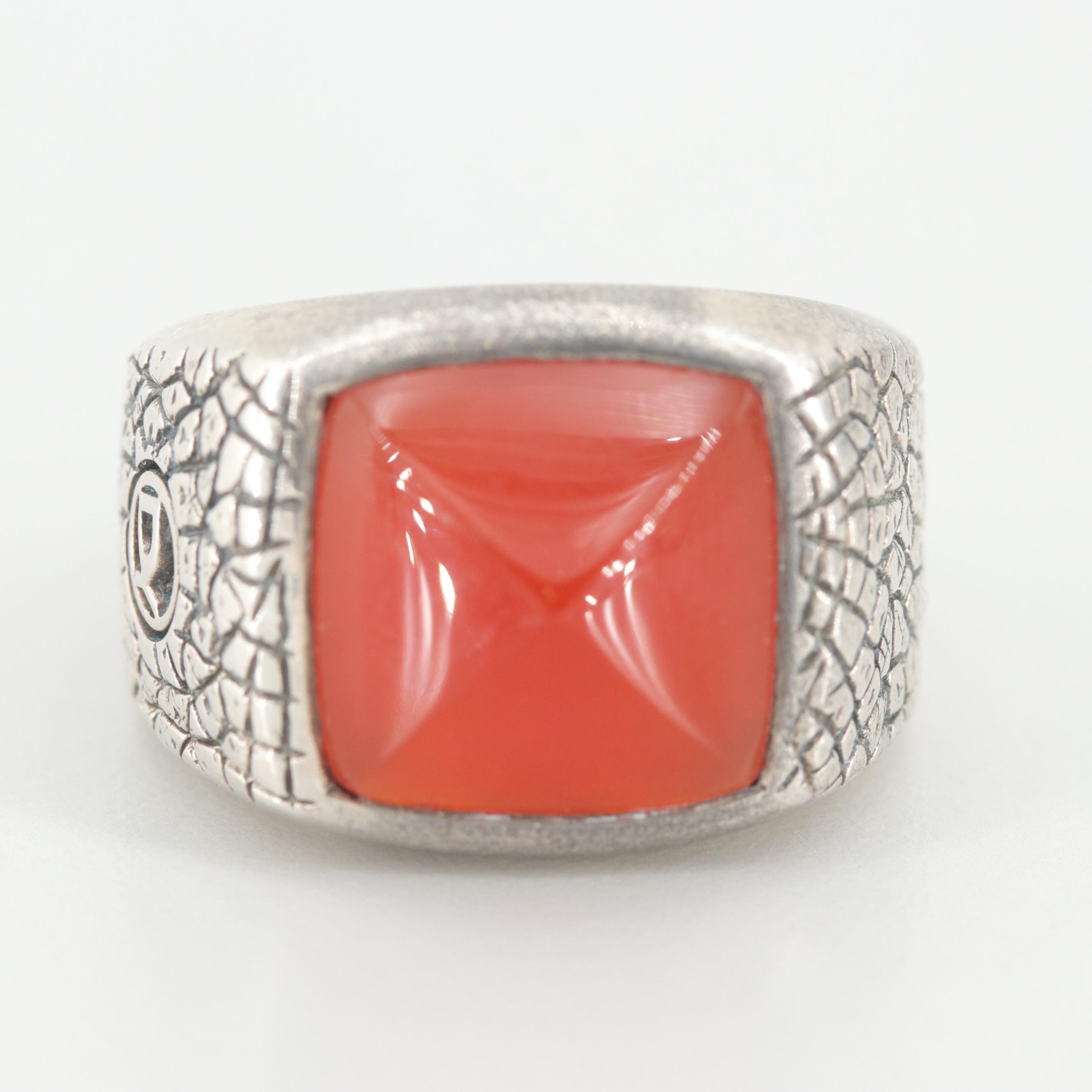 David Yurman Rhinoceros "Naturals Collection" Sterling Silver Carnelian Ring