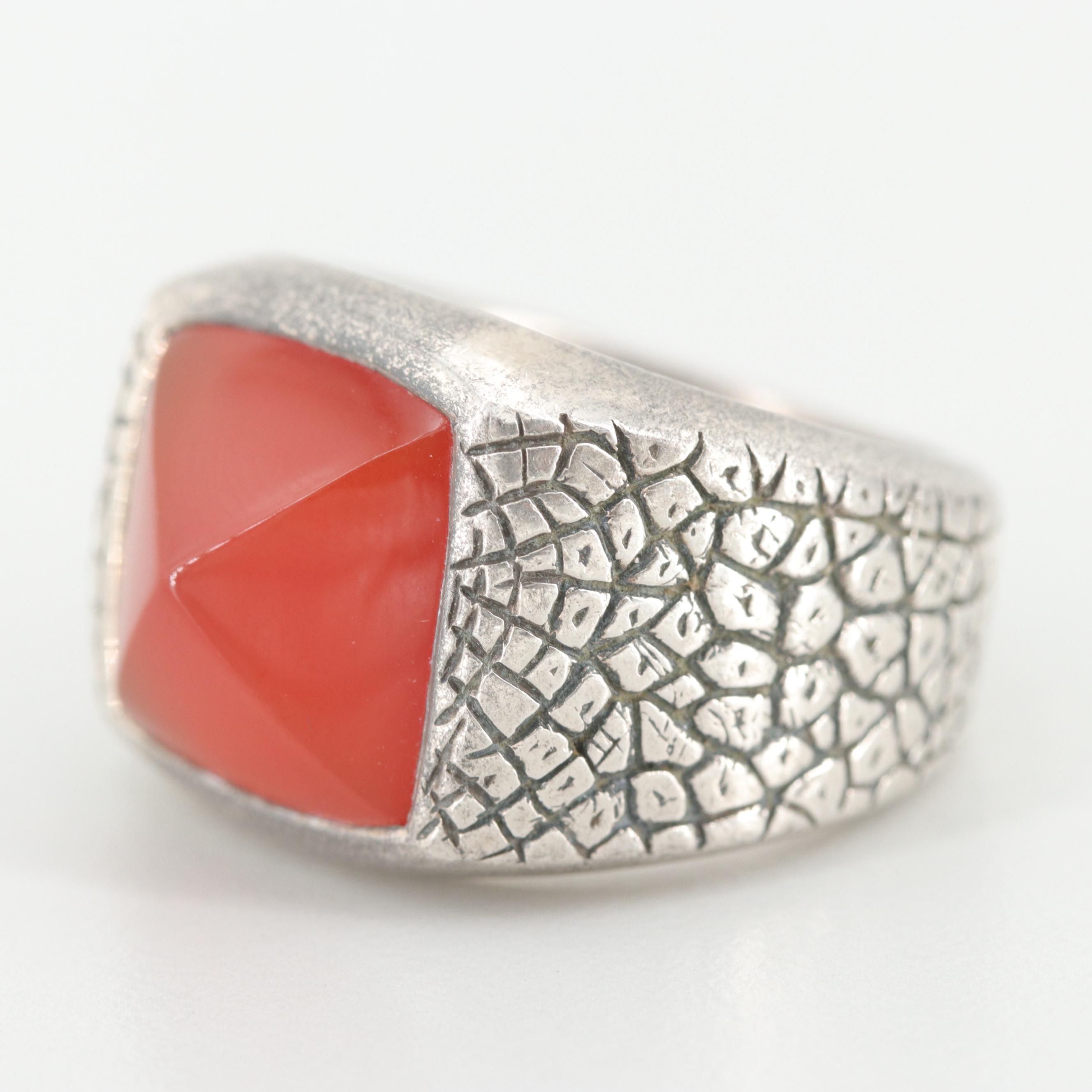 David Yurman Rhinoceros "Naturals Collection" Sterling Silver Carnelian Ring