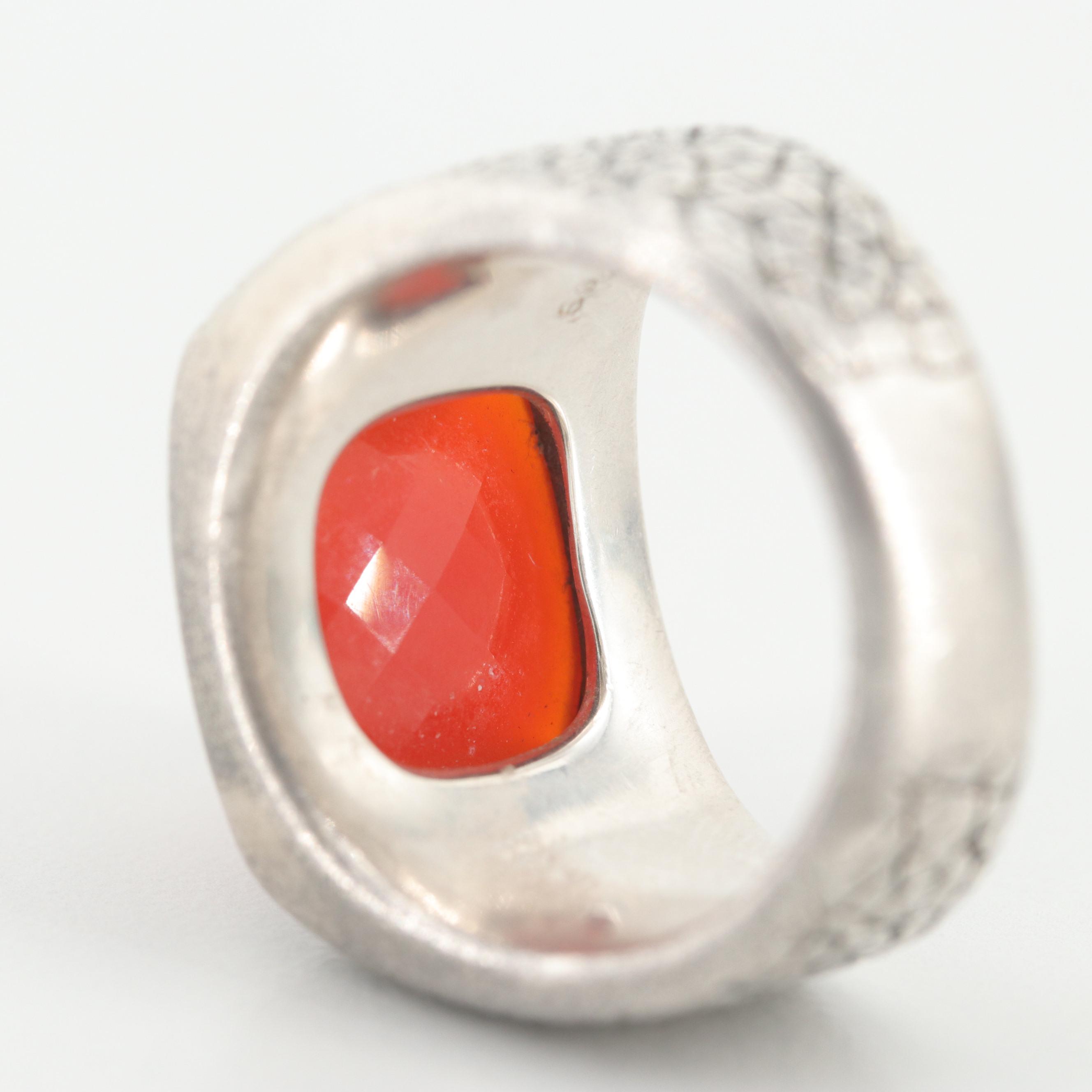 David Yurman Rhinoceros "Naturals Collection" Sterling Silver Carnelian Ring