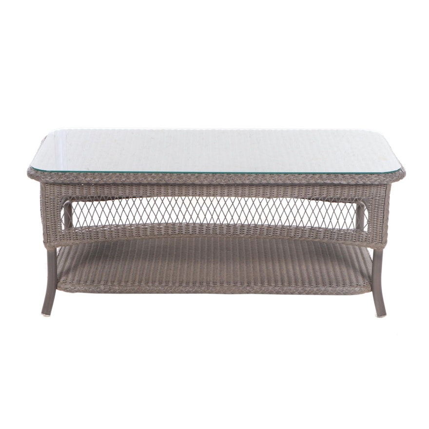 Lloyd Loom Faux Wicker Patio Coffee Table, Contemporary