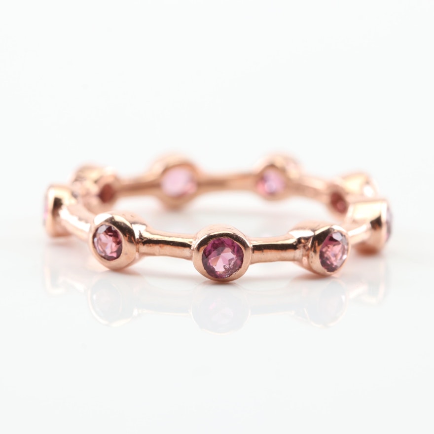 Sterling Silver Garnet Ring with Rose Gold Wash