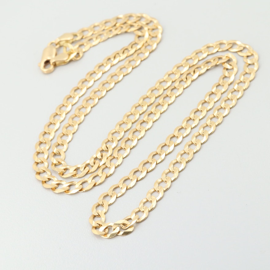 18K Yellow Gold Curb Chain Necklace