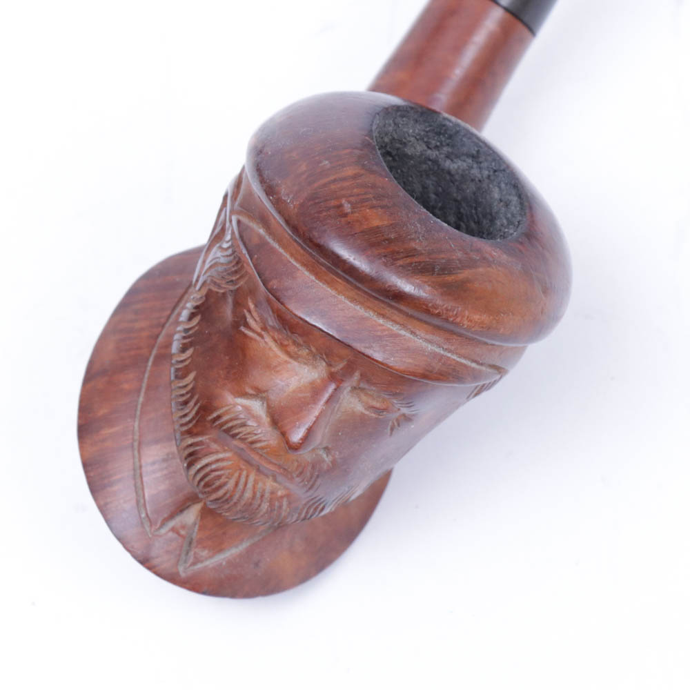 Carved Wooden Tobacco Pipes and Holder, Vintage
