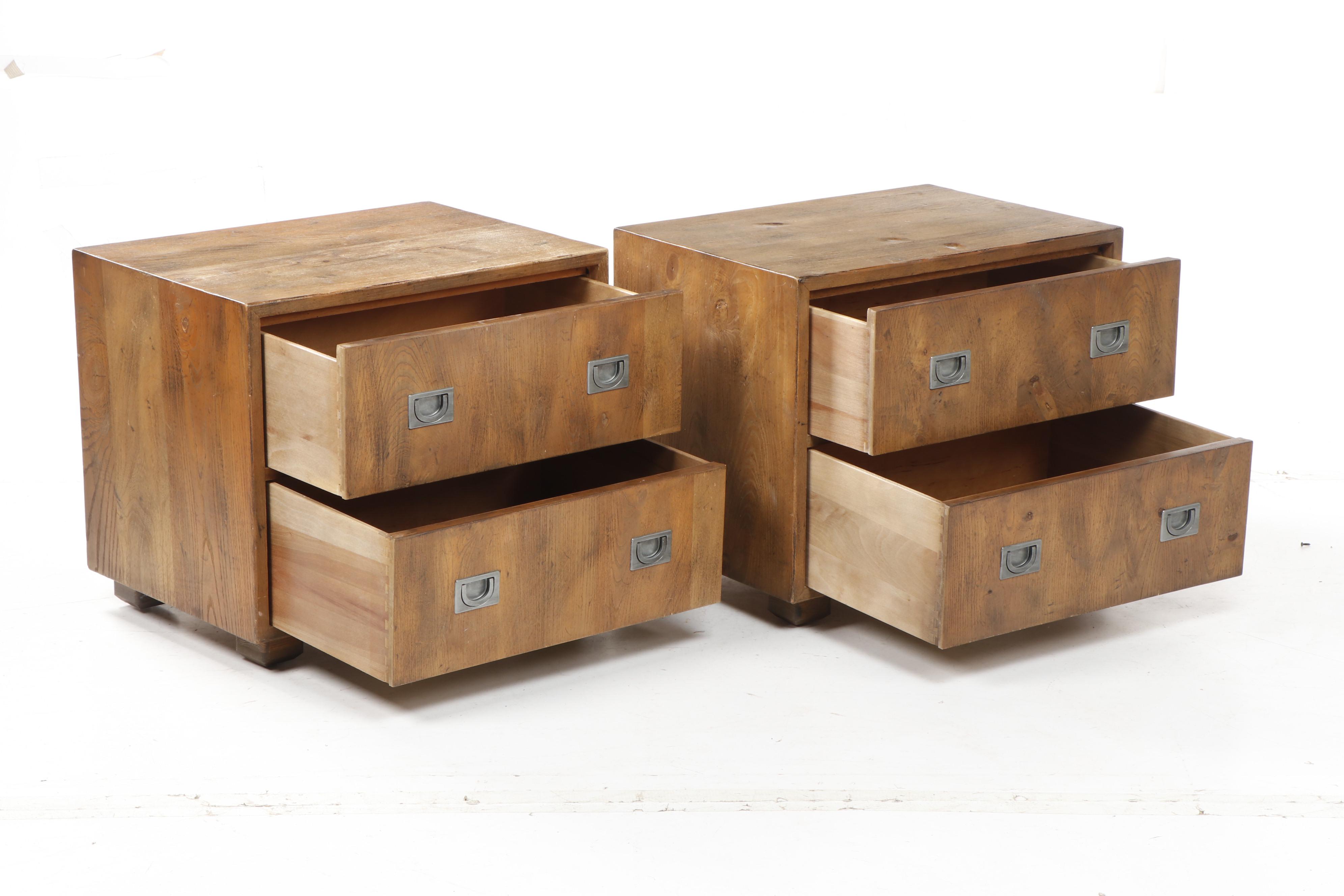 Vintage Henredon "Circa 76" Ash Campaign Style Nightstands