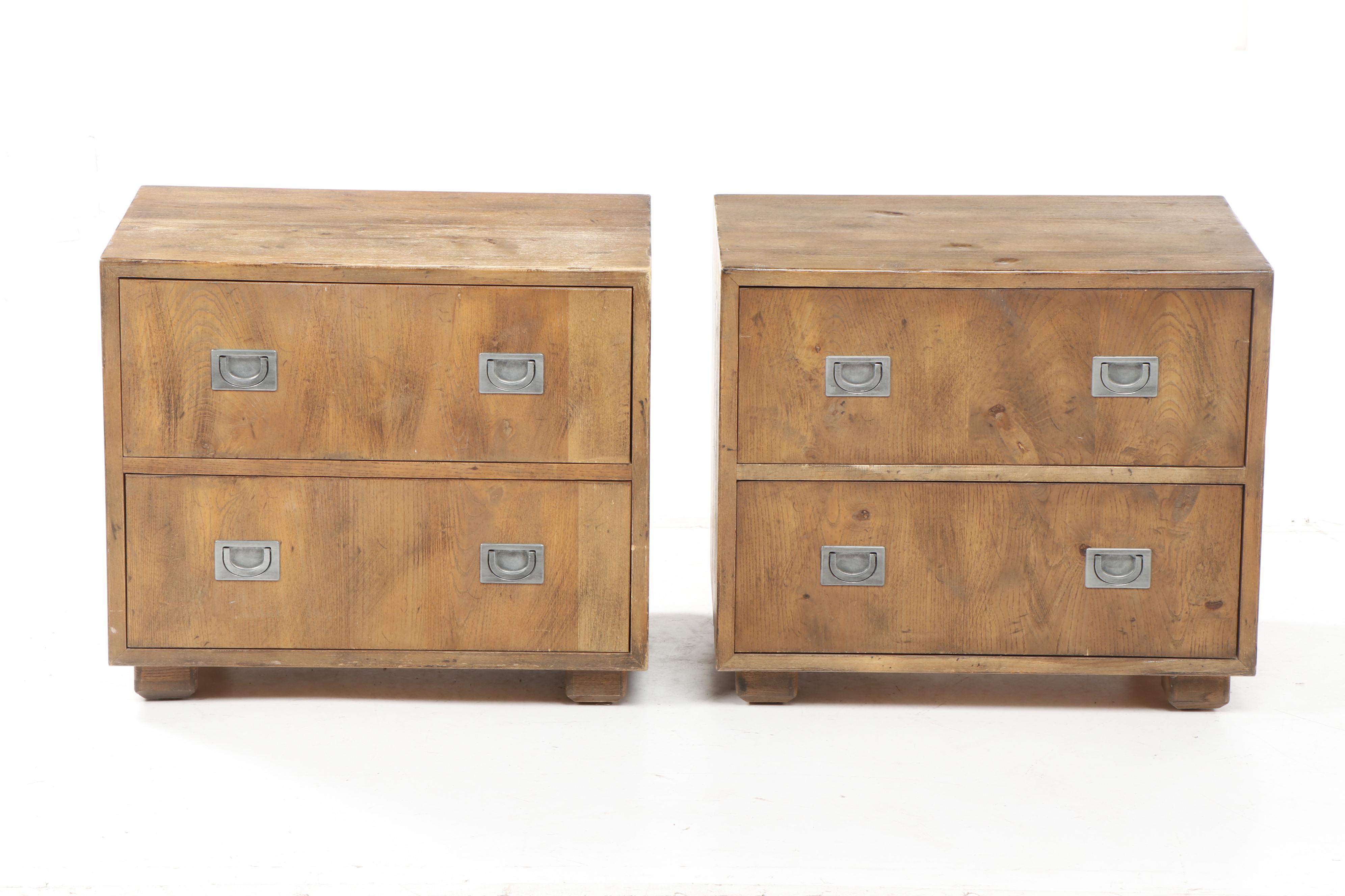 Vintage Henredon "Circa 76" Ash Campaign Style Nightstands